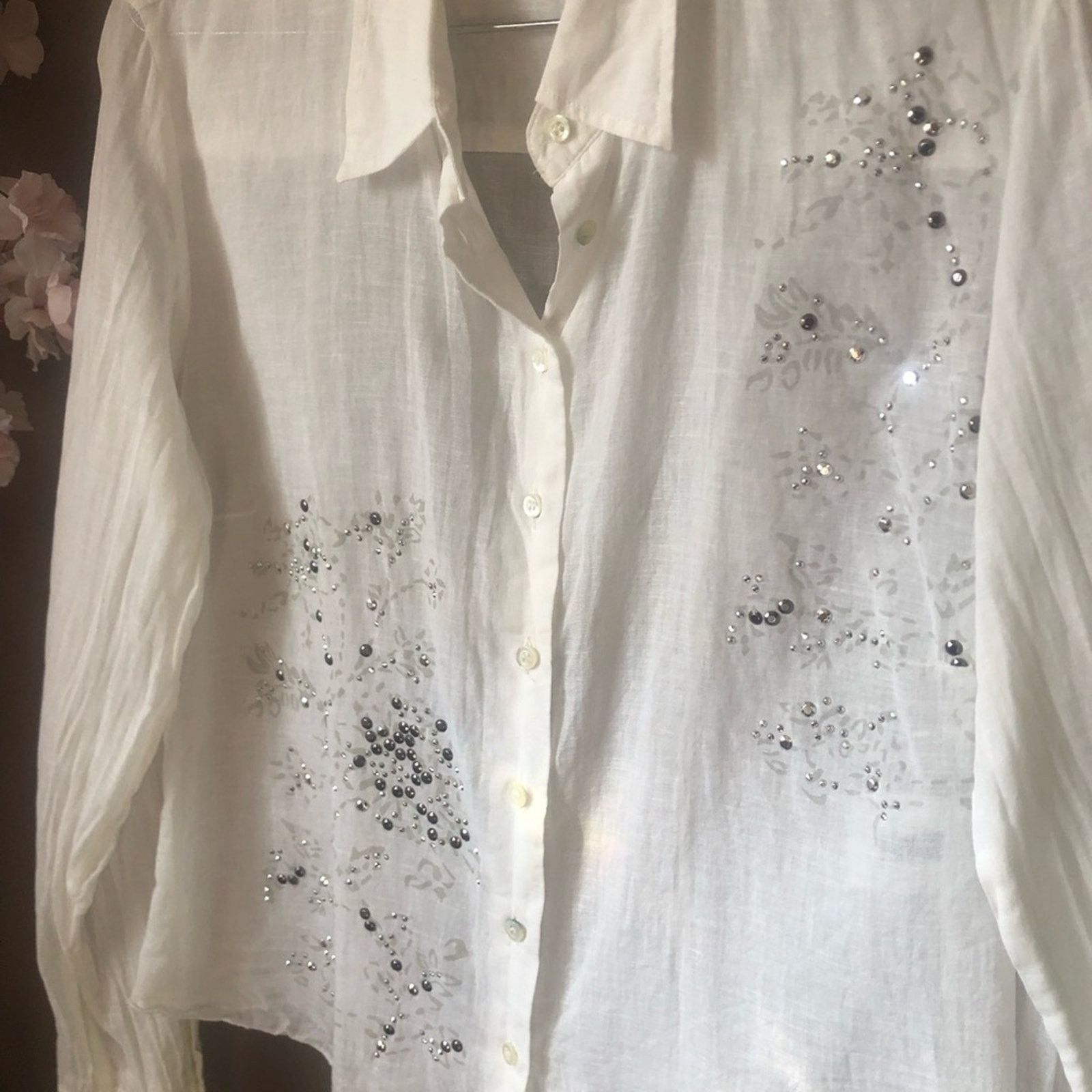 Other French designer white shirt top button up cap embellished Size XS / US 0-2 / IT 36-38 - 2 Thumbnail