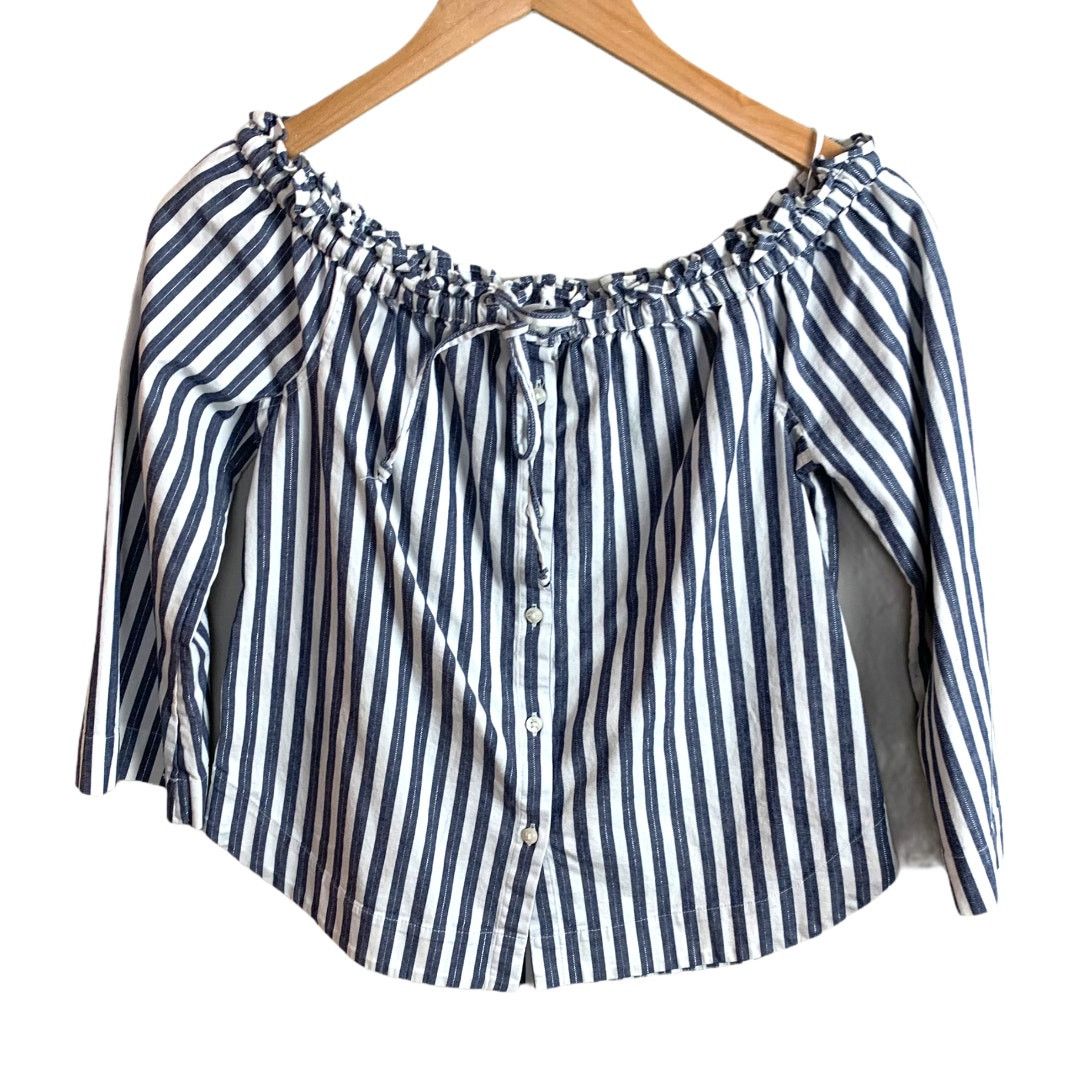 Madewell Madewell Shimmer Off Shoulder Stripe Boho Peasant Top XXS Size XXS / US 00 / IT 34 - 1 Thumbnail