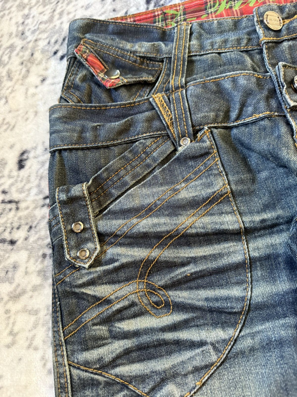 Japanese Brand Vintage Junya Watanabe Tornado Mart Style Double Waist Jeans Size US 30 / EU 46 - 8 Thumbnail