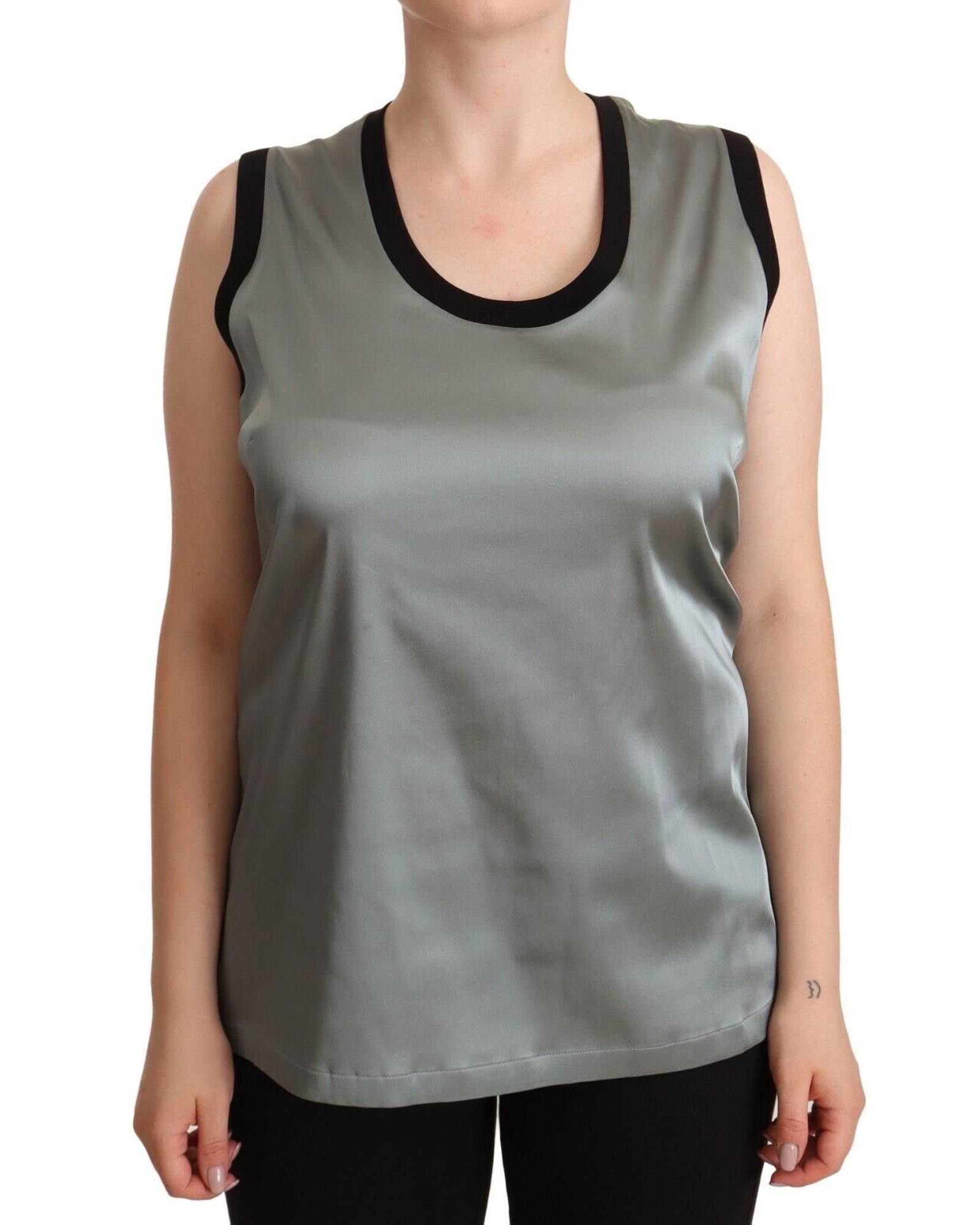 image of Dolce Gabbana Gorgeous Round Neck Sleeveless Tank Top in Silver, Women's (Size XL)