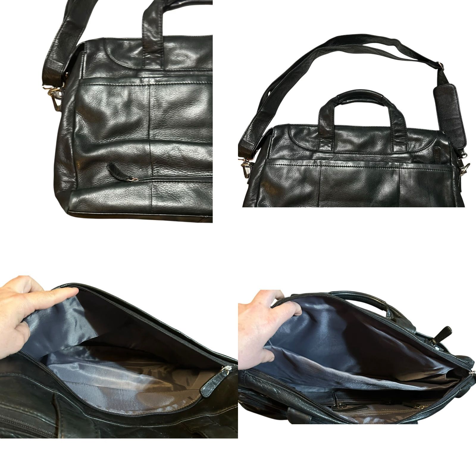 Revenge Levenger Black Leather Laptop Messenger Bag Briefcase Crossbody Travel Carry On - Women Large 15in Strap Pebbled Zip Size ONE SIZE - 10 Thumbnail