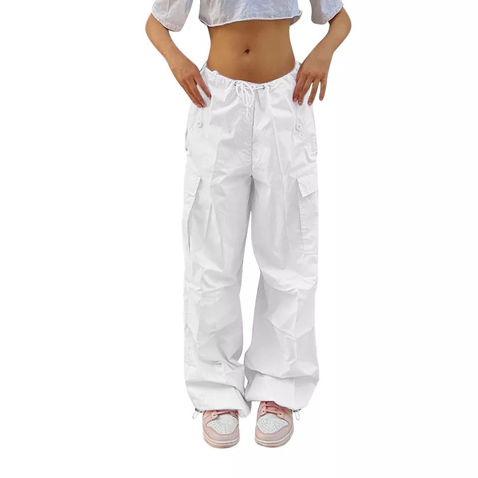 The Unbranded Brand Women's Baggy Low Waist Drawstring Hip Hop Casual Trousers Size 26" / US 2 / IT 38 - 3 Thumbnail