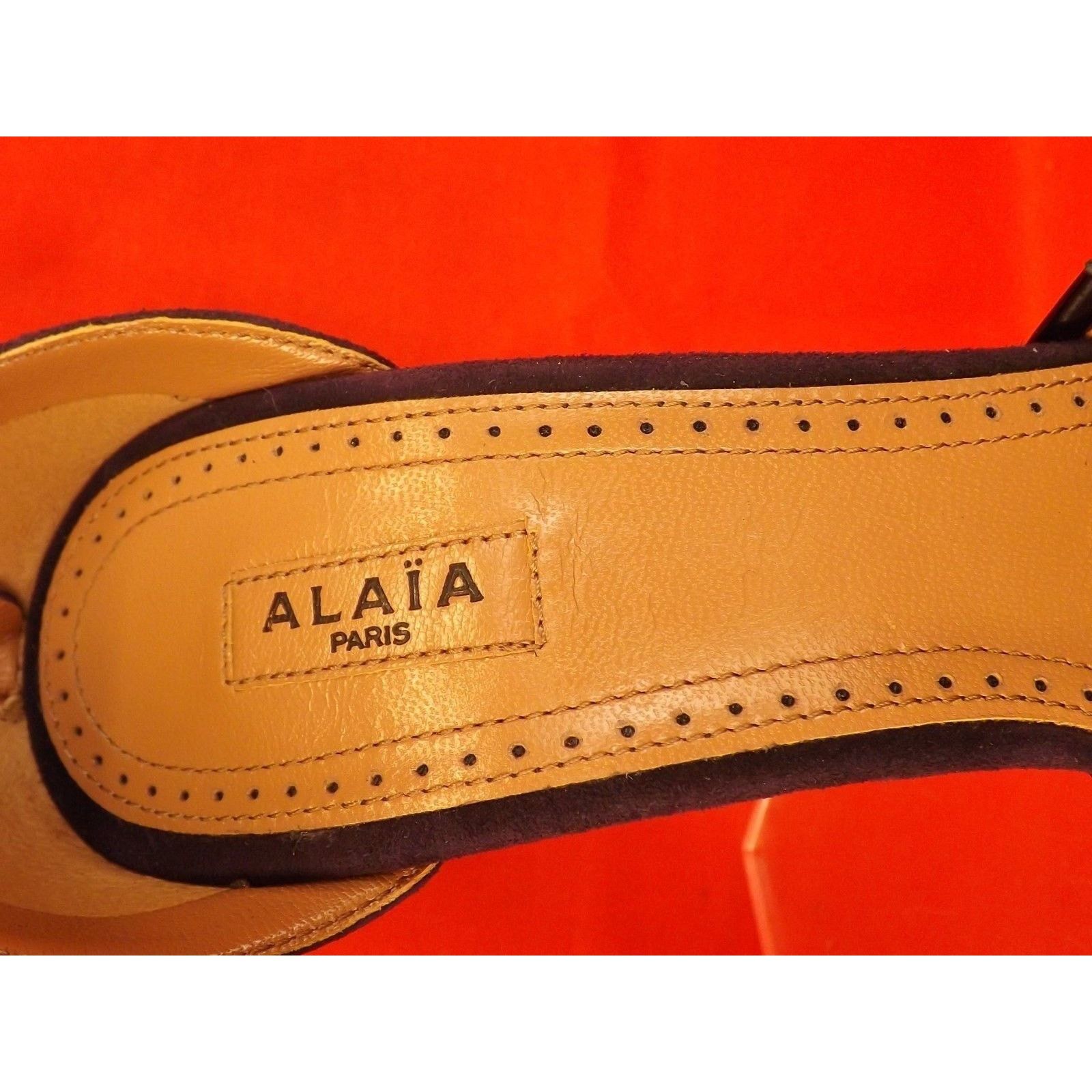 Alaia ALAIA VIOLET SUEDE BLACK PATENT ANKLE PLATFORM PUMPS 38.5 Size US 8.5 / IT 38.5 - 10 Thumbnail