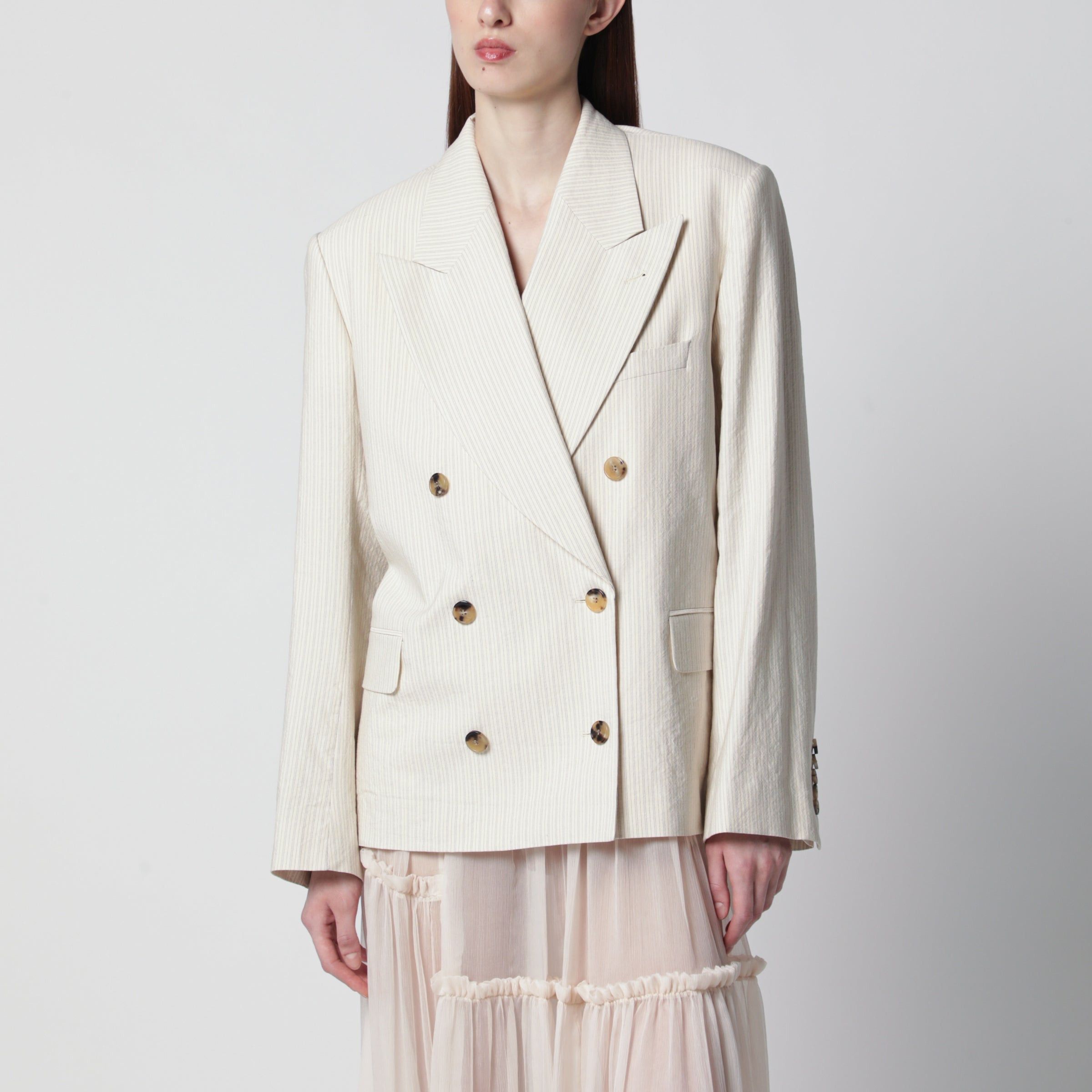Dries Van Noten Dries Van Noten Ã‰Cru Oversized Double-Breasted Jacket By Dries Van Noten Size S / US 4 / IT 40 - 1 Thumbnail