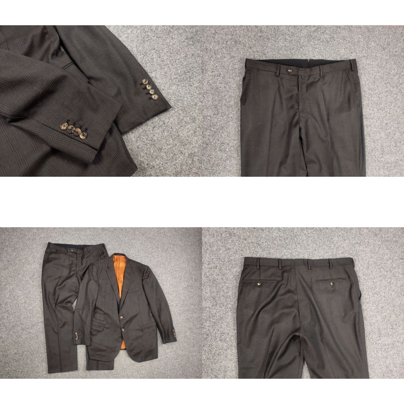 Ermenegildo Zegna Ermenegildo Zegna Electa Check brown Classic Wool Suit Blazer Pants XL Mens 2 Piece Set Brown Check Wool Suit Jacket Pants 2 Piece Suit Size 46R - 9 Thumbnail