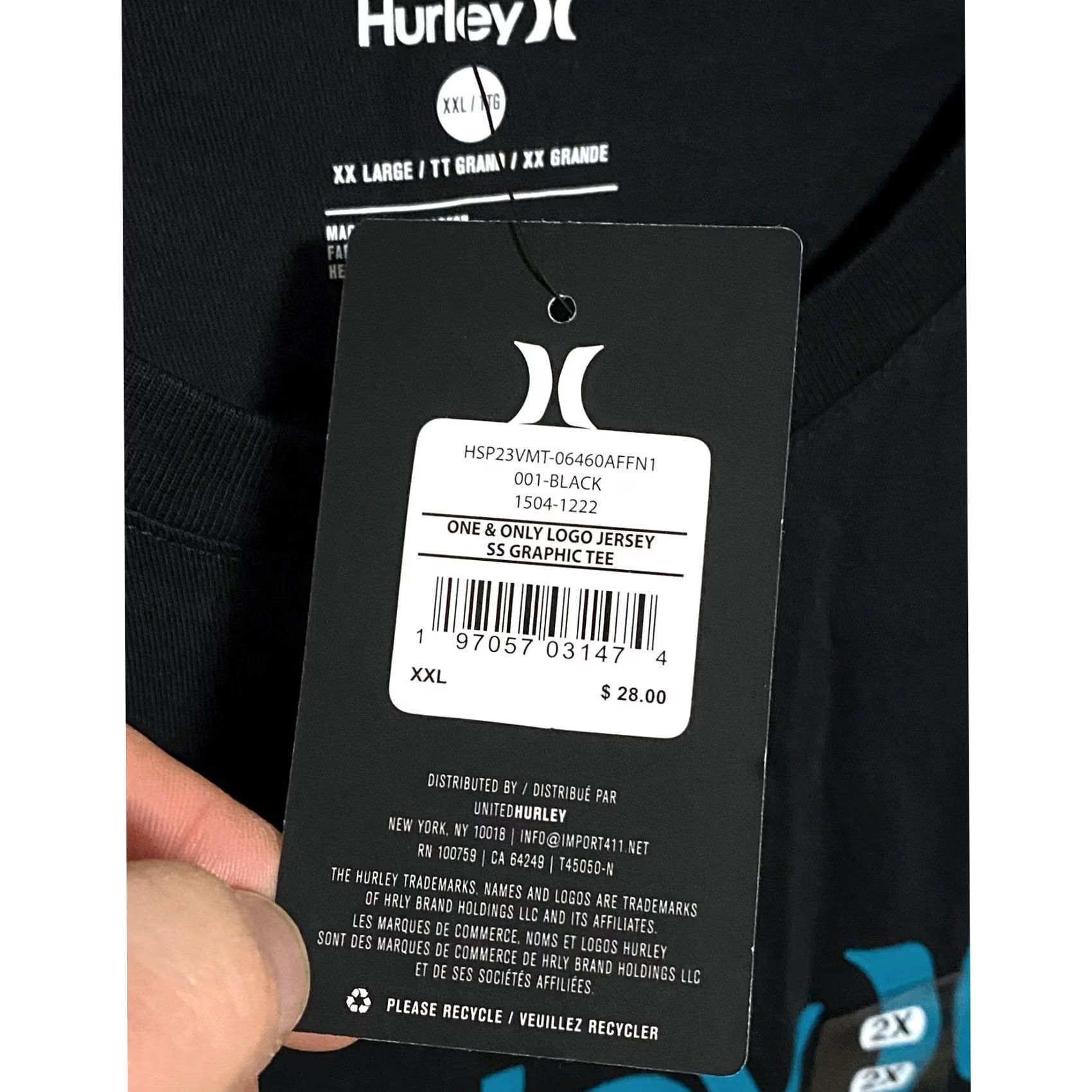 Hurley Hurley Spell Out Logo Black T Shirt Mens XXL Surf Skate Y2K Summer Beach NWT Size US XXL / EU 58 / 5 - 6 Thumbnail