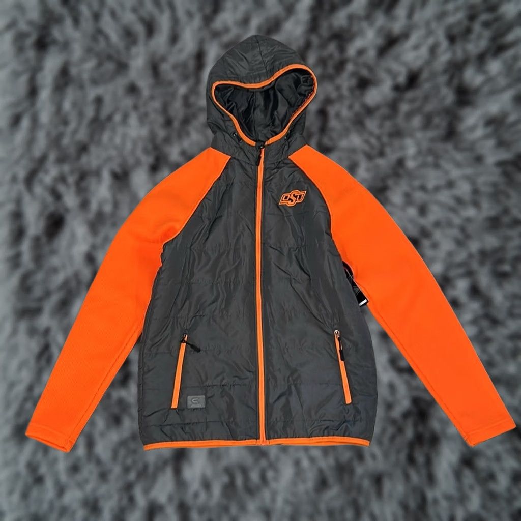 Vintage Oklahoma State Cowboys Colosseum Hooded Puffer Thermal Full Zip Jacket Medium Mens Gray Colosseum Jacket Sportswear Size US M / EU 48-50 / 2 - 1 Thumbnail