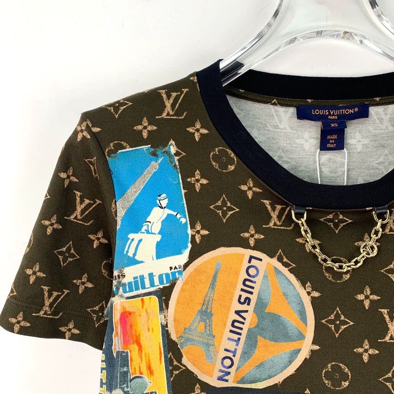 Louis Vuitton Louis Vuitton 24 brown logo full print cotton crewneck sho Size XS / US 0-2 / IT 36-38 - 3 Thumbnail