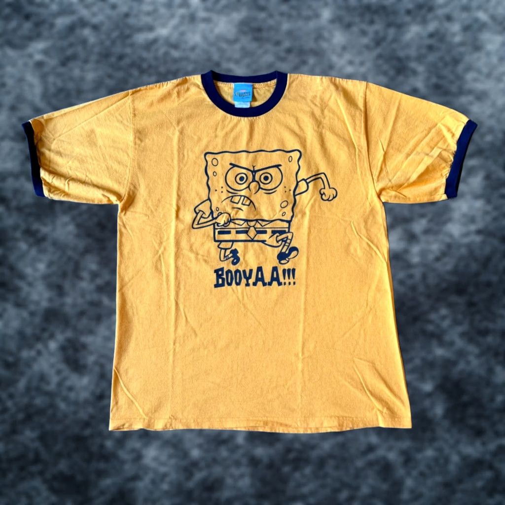 Nickelodeon VINTAGE Nickelodeon Spongebob Squarepants Ringer T-Shirt - Adult Large - Yellow - 2003 Cartoon Size US L / EU 52-54 / 3 - 1 Thumbnail