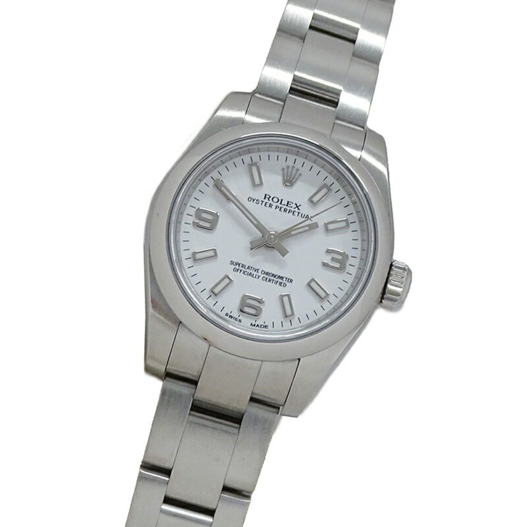 Rolex Oyster Perpetual 176200 Random Number Watch Women's Automatic At Stainless Steel Ss Silver White Polished