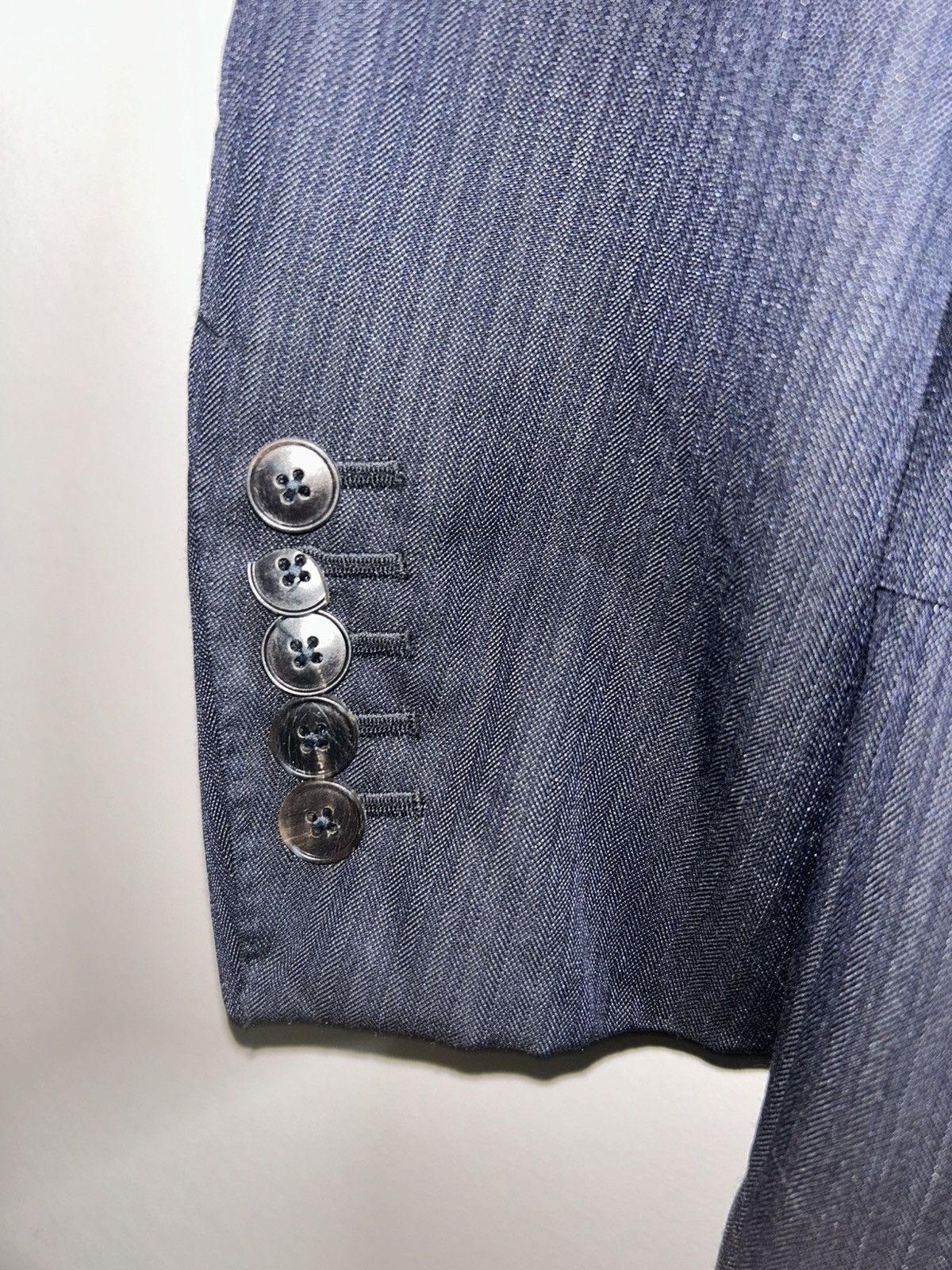 Gucci Mens Navy Printstripe Wool Silk Blend Blazer Size 48R - 18 Thumbnail