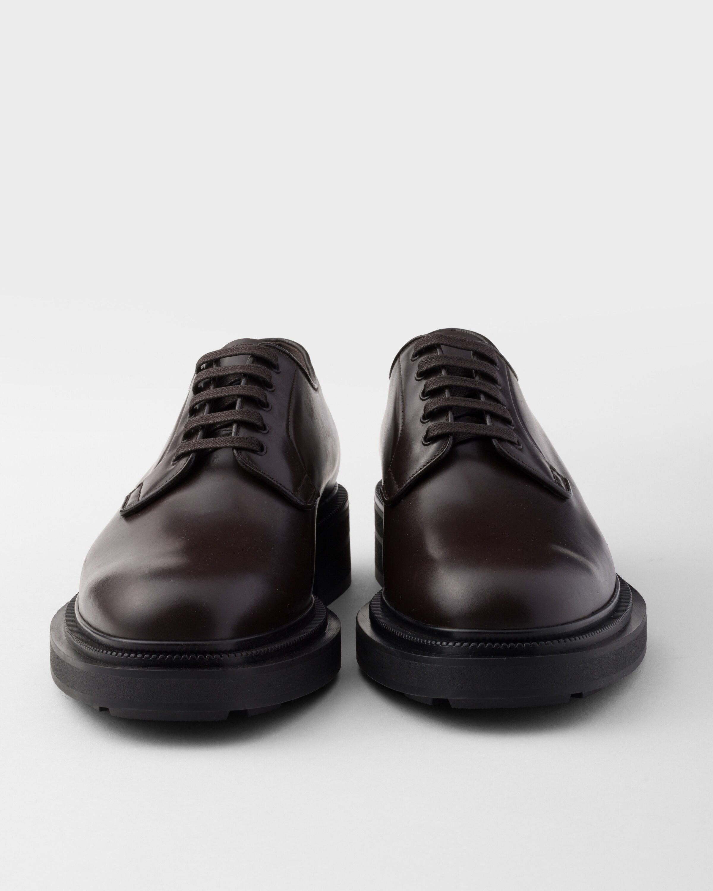Prada o1la1rc1a0925 Brushed Leather Derby Shoes in Dark Brown Size US 10 / EU 43 - 6 Thumbnail