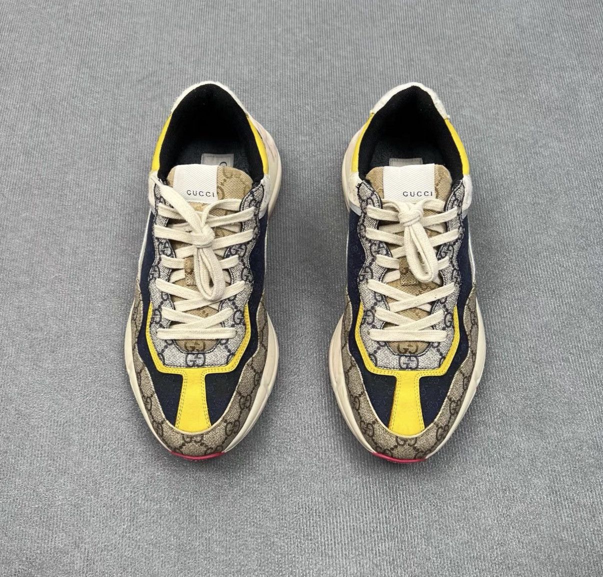 Dior Gucci Rhyton Yellow & Pink Monogram Logo Dad Sneakers Size US 9 / EU 42 - 2 Thumbnail