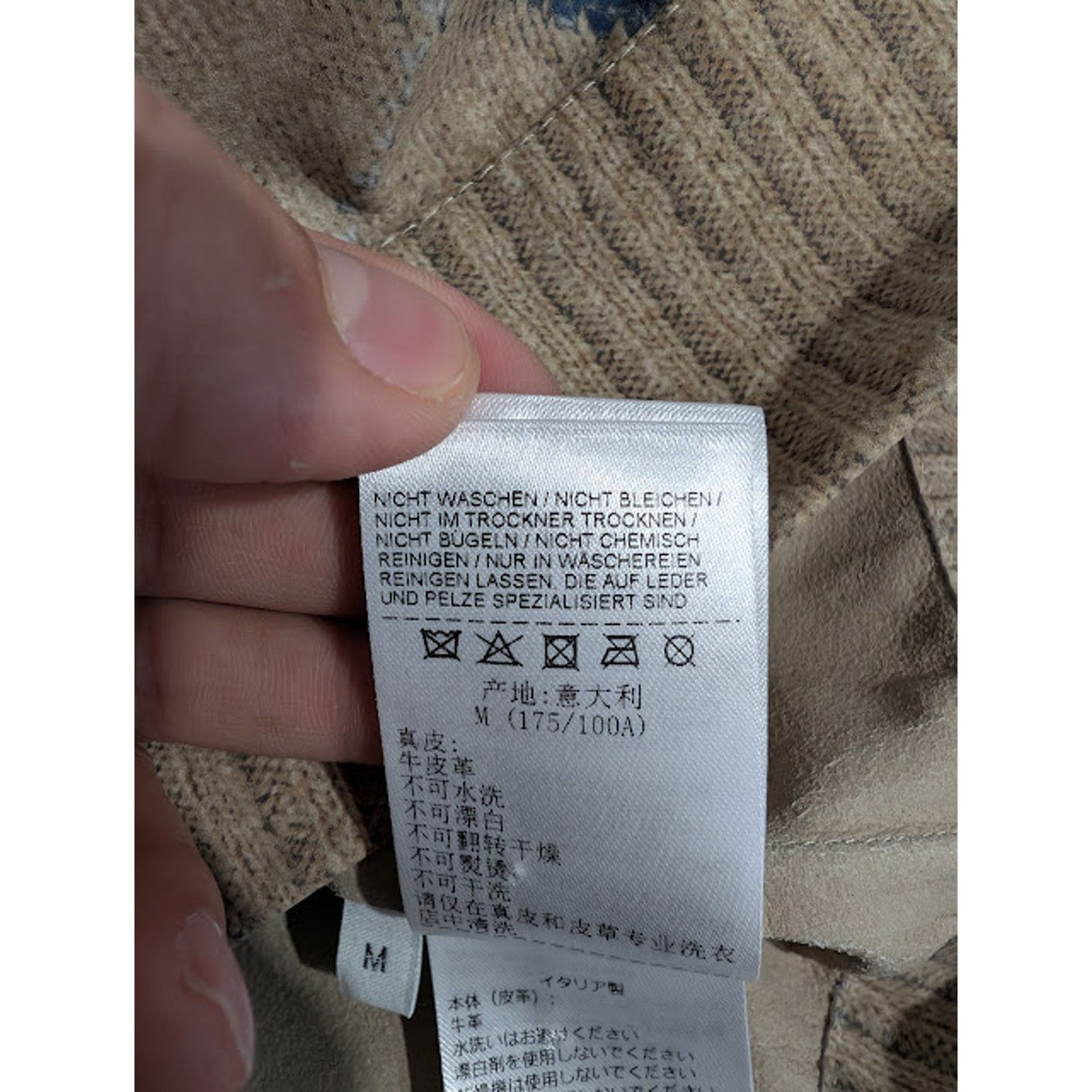 Bottega Veneta o1rshd1 Argyle Printed Leather Sweater in Camel/Grey/Blue Size US L / EU 52-54 / 3 - 14 Thumbnail