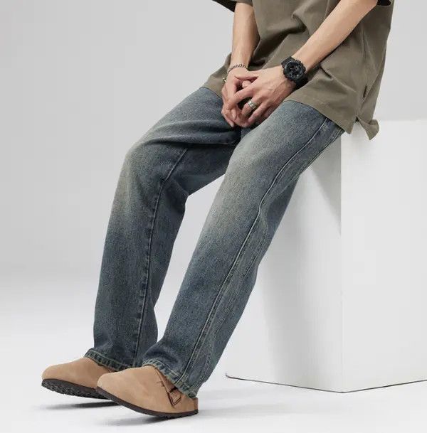 Japanese Brand Hirase x Hada Men's washed straight wide-leg casual jeans Size US 32 / EU 48 - 4 Thumbnail