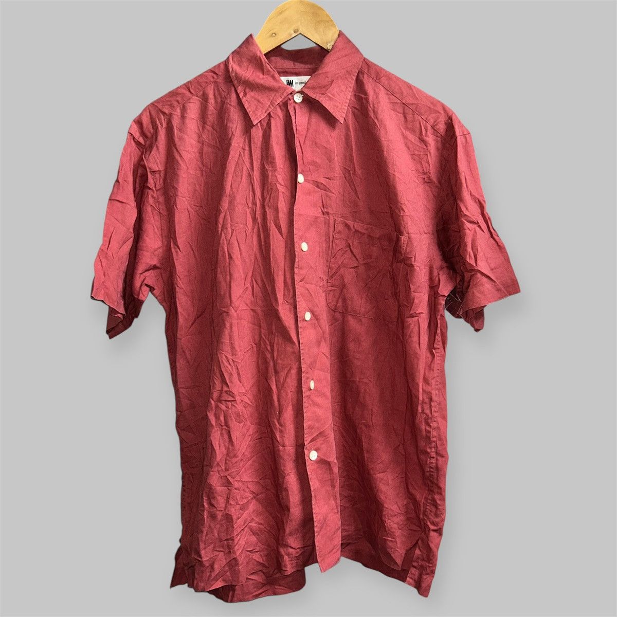 Issey Miyake IM Product Plain Red Short Sleeve Pocket Button Up Shirt Size US M / EU 48-50 / 2 - 2 Thumbnail