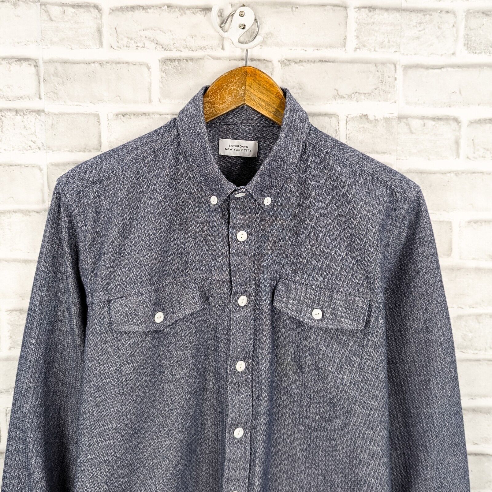 Saturdays NYC SATURDAYS New York City textured Button Down Shirt chambray Size US M / EU 48-50 / 2 - 2 Thumbnail