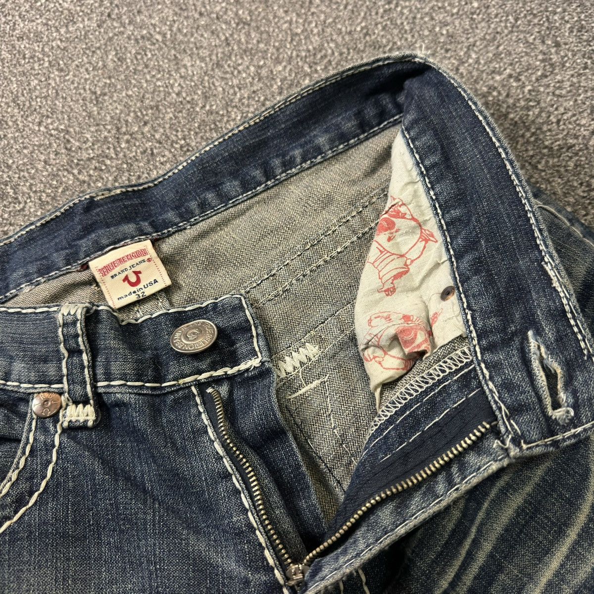 Hysteric Glamour Vintage Y2K True Religion Joey Whisker Distressed Denim Size US 32 / EU 48 - 14 Thumbnail