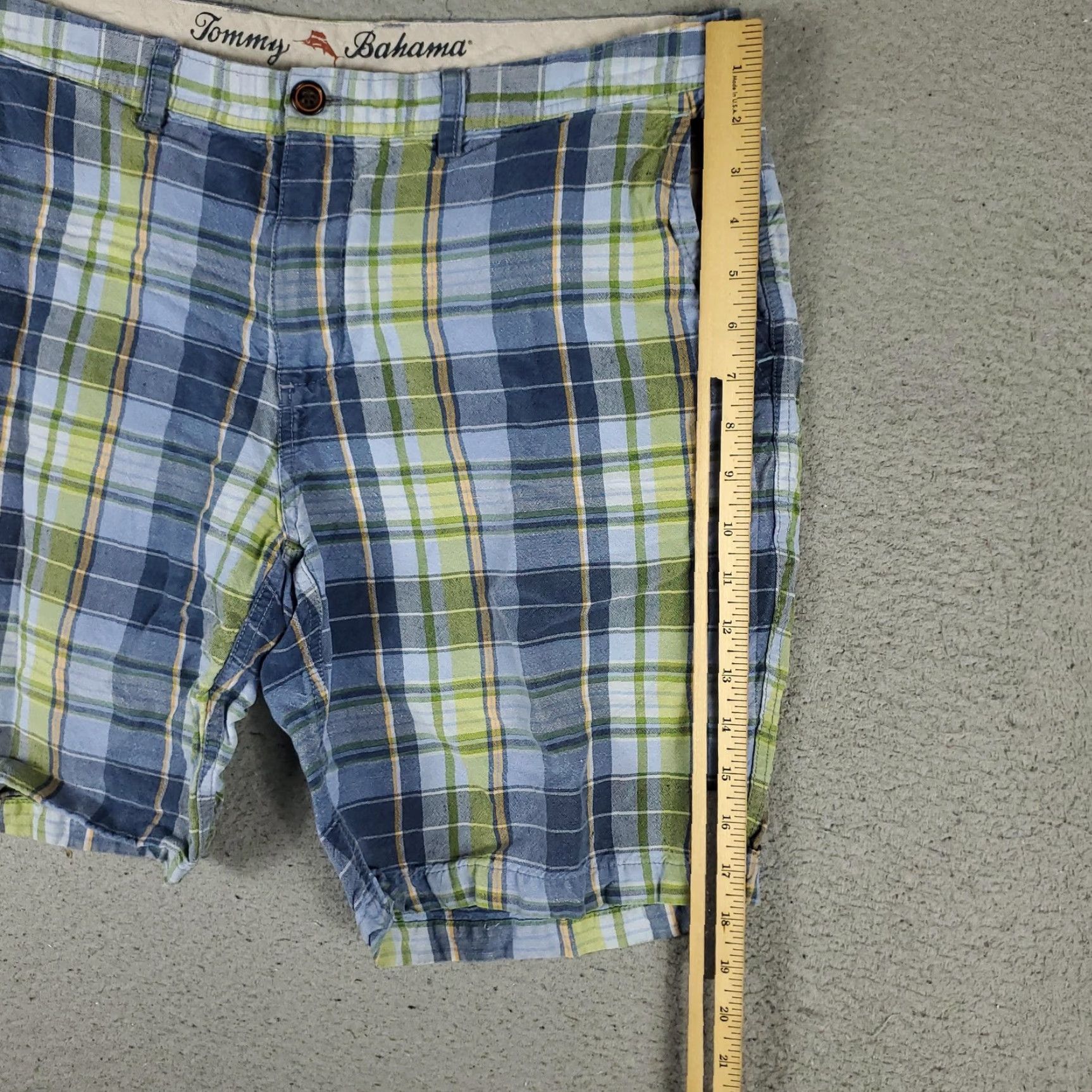 Tommy Bahama VINTAGE Tommy Bahama Shorts Men 36 Blue Green Plaid Linen Tencel Casual Fall Size US 36 / EU 52 - 5 Thumbnail