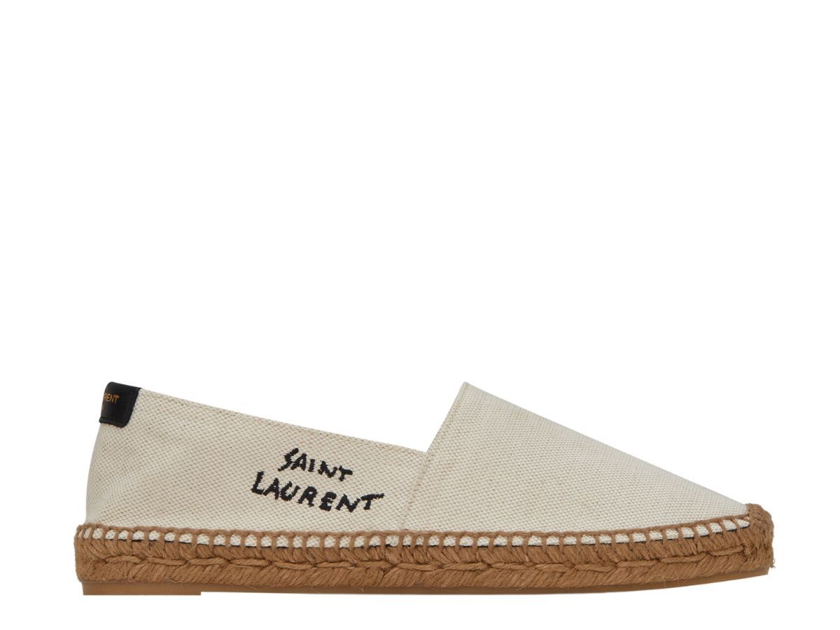 Saint Laurent Paris oc11z1125 Embroidered Espadrilles in Canvas in Natural Beige Size US 7 / EU 40 - 2 Thumbnail