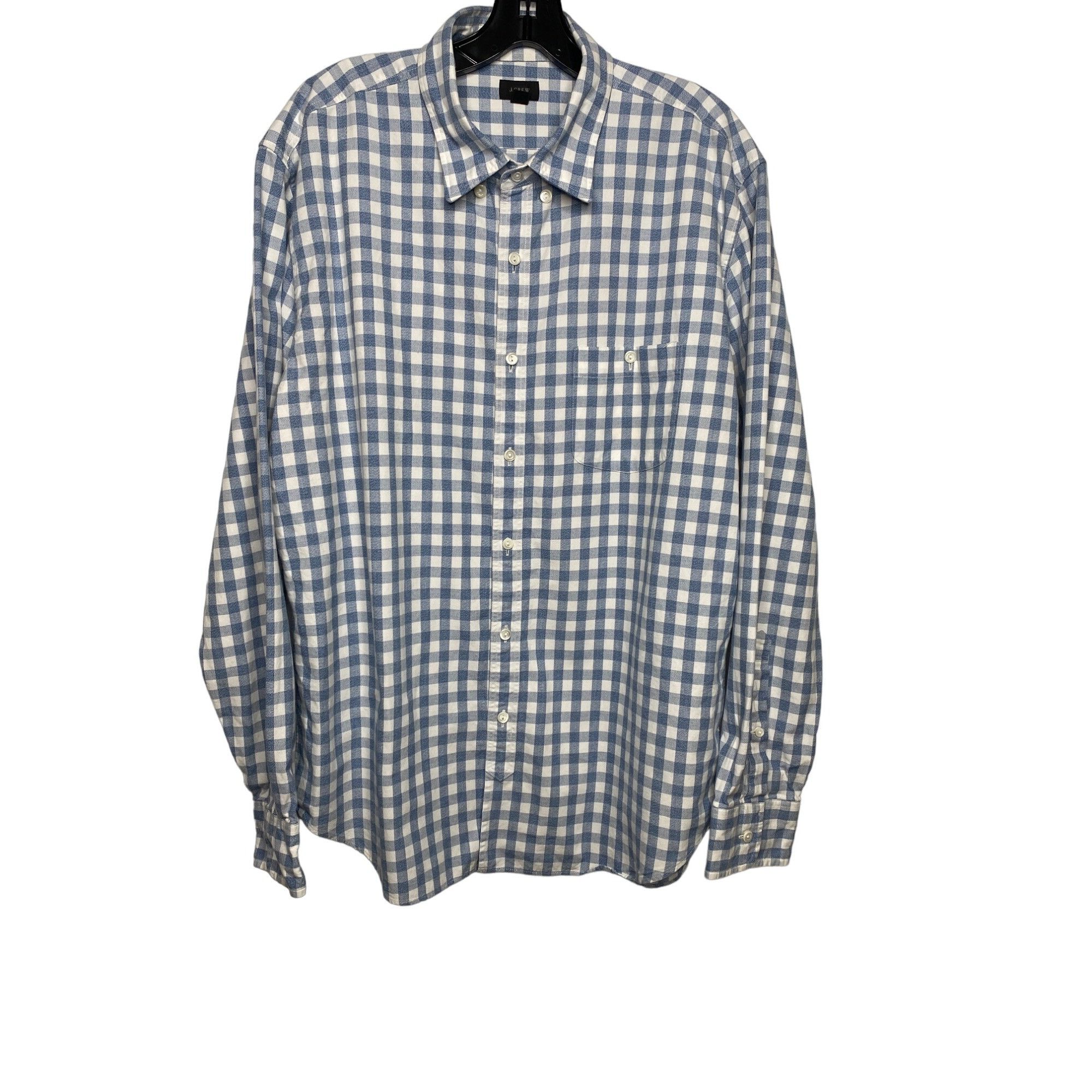 J.Crew J. CREW MEN'S BLUE AND WHITE CHECKERED LONG SLEEVE BUTTON-DO Size US XL / EU 56 / 4 - 1 Thumbnail
