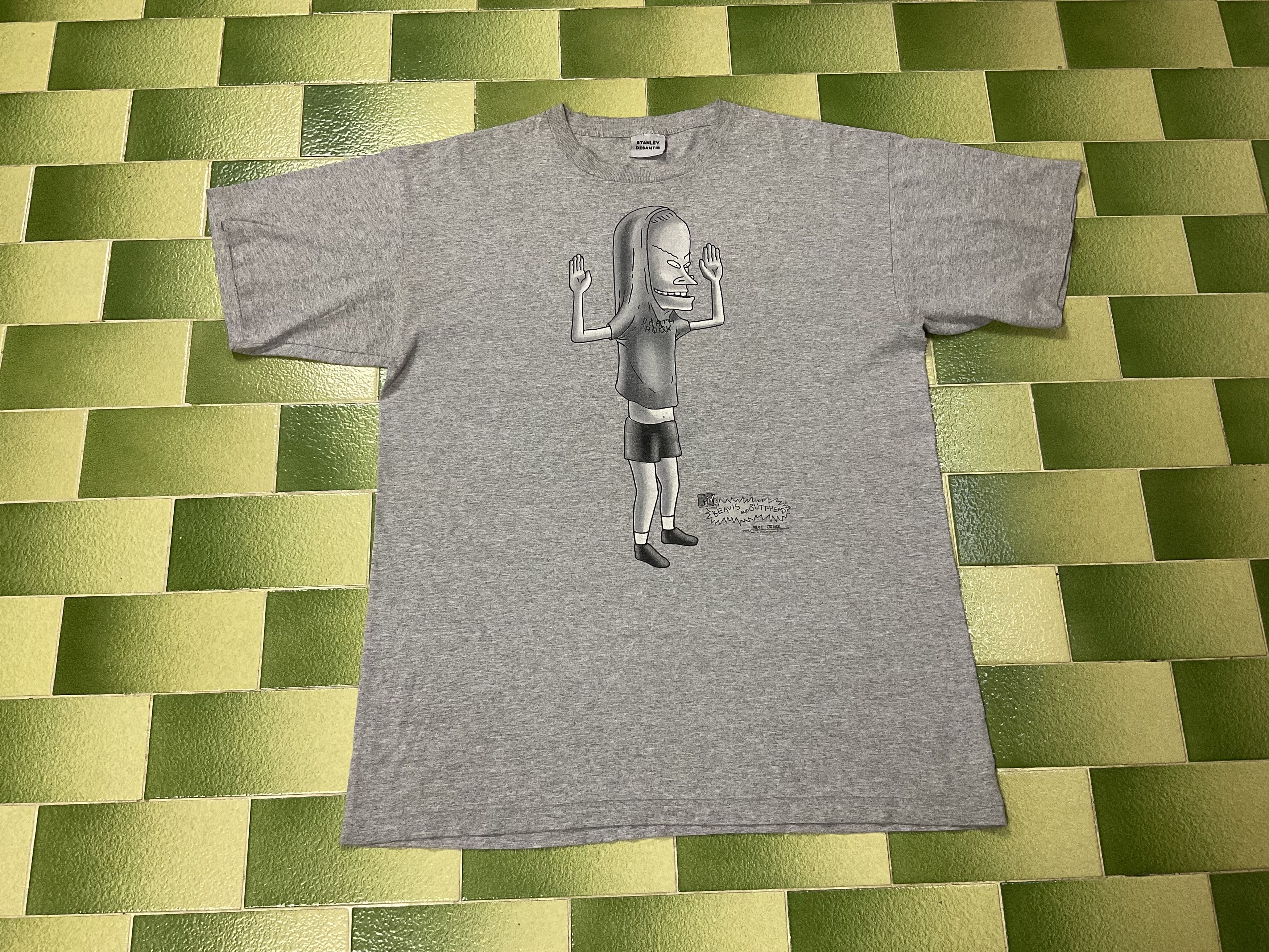 image of Cartoon Network x Mtv Vintage 1997 Mtv Beavis And Butthead Cornholio T-Shirt in Heather Gray (Size 