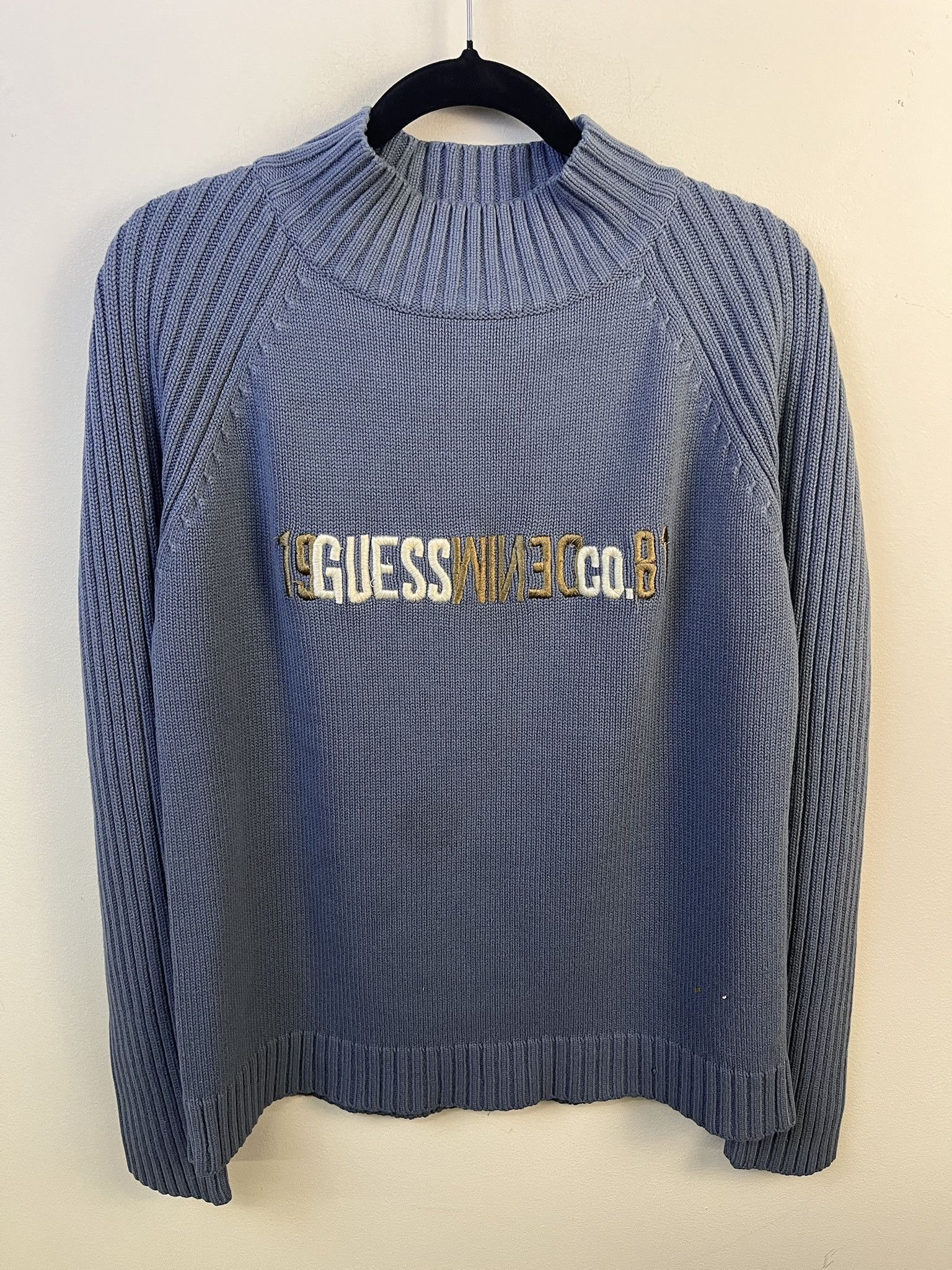 Other Vintage Knit Sweater 1990s Thick Knit Guess Denim Ribbed Embroidered Knit Sweater Size S Size US S / EU 44-46 / 1 - 1 Thumbnail