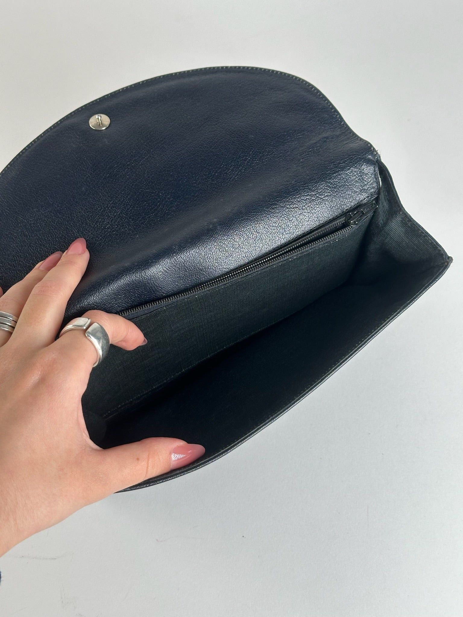 Vintage Paris leather clutch black