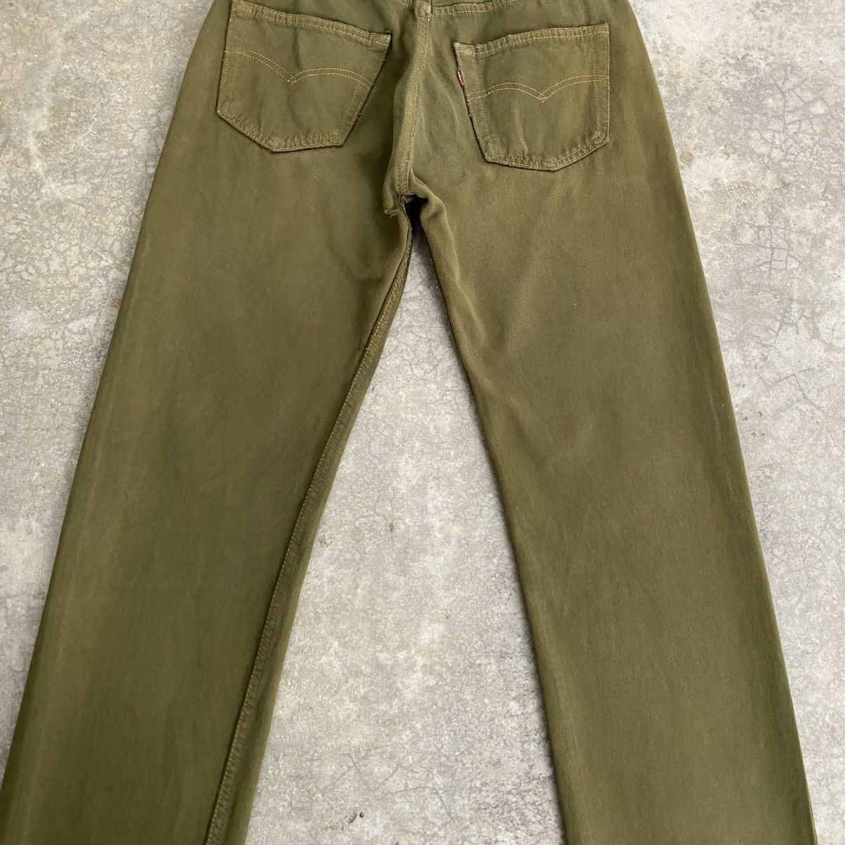 Levi's Vintage Levis 501 Faded Green Overdyed Distressed Jeans Size US 31 - 12 Thumbnail