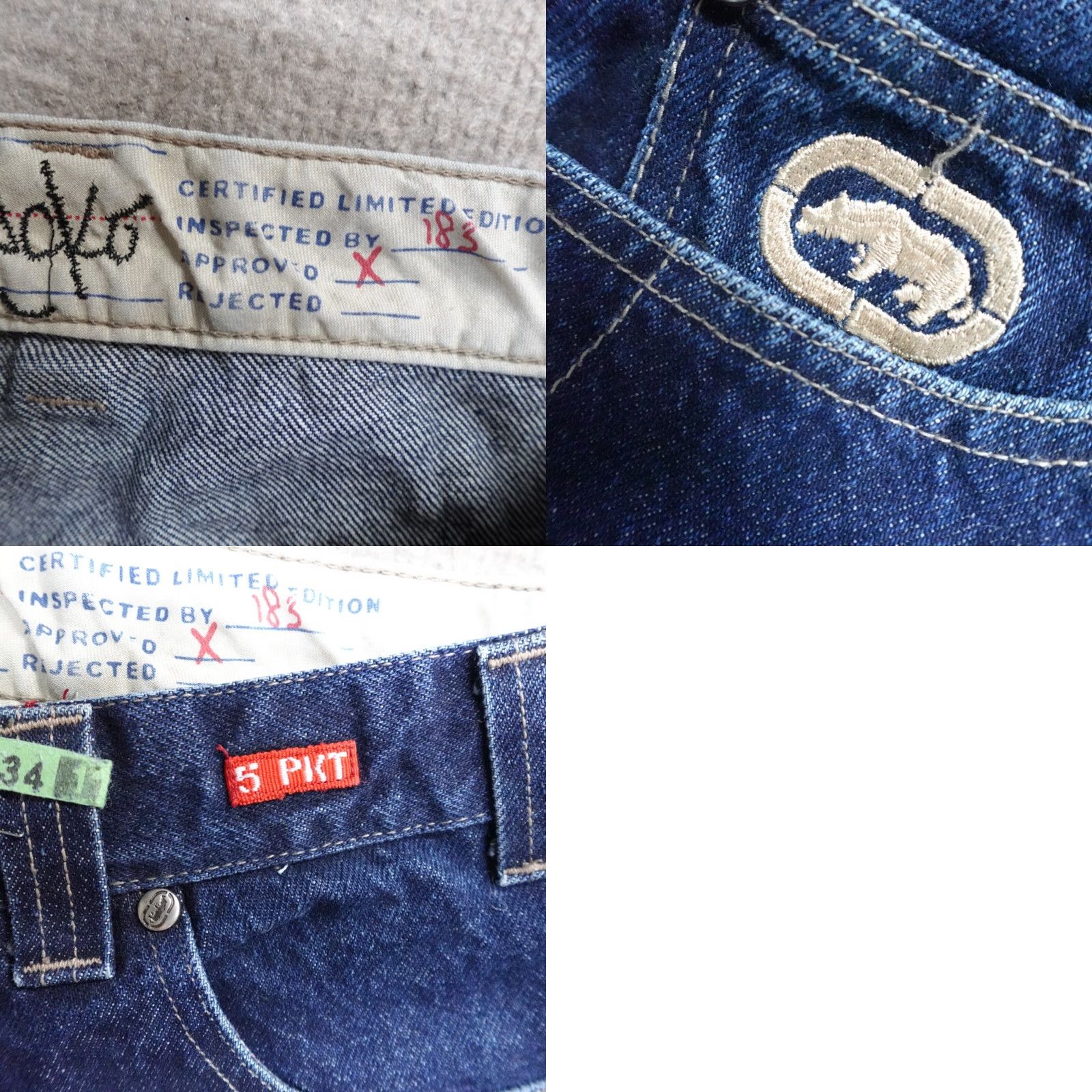 Ecko Unltd. VINTAGE Ecko Jeans 36 x 33 Blue Solid Embroidered 5 Pocket Mens Y2K Baggy 2000 Size US 36 / EU 52 - 10 Thumbnail