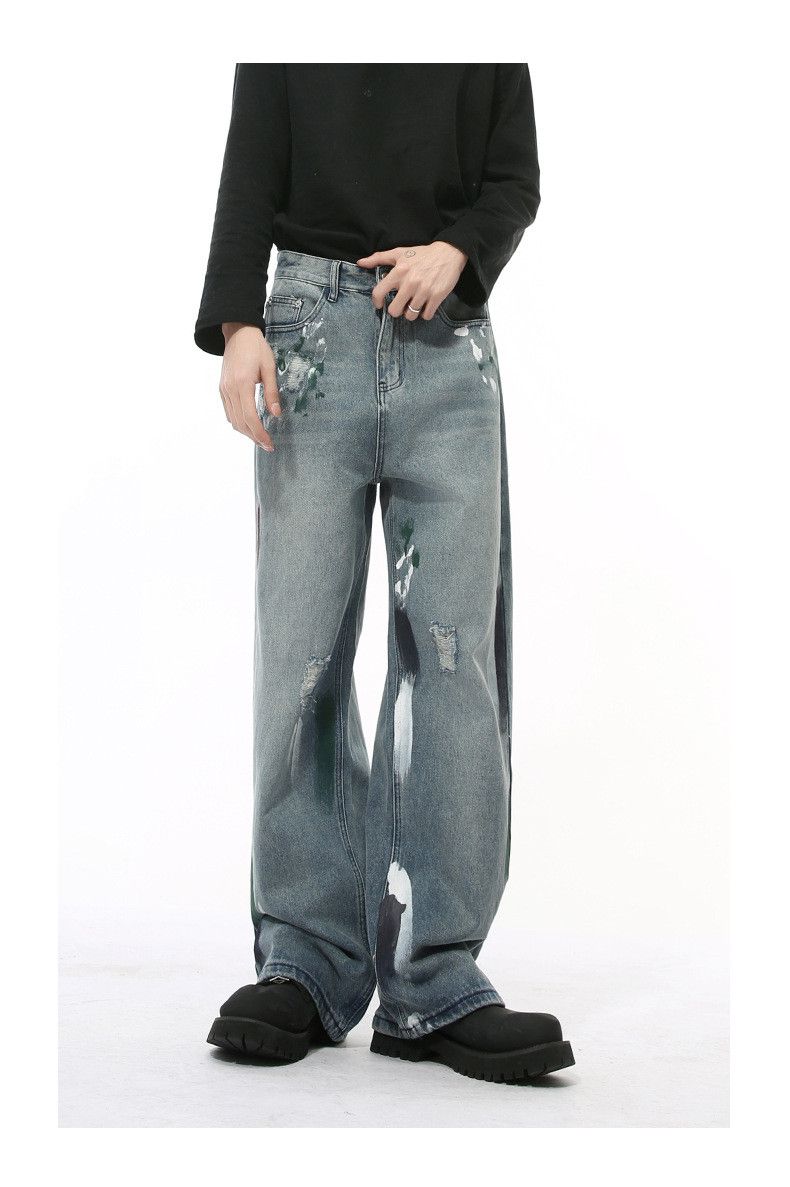 Japanese Brand × Jean Japanese retro heavy graffiti straight loose jeans Size US 32 / EU 48 - 3 Thumbnail