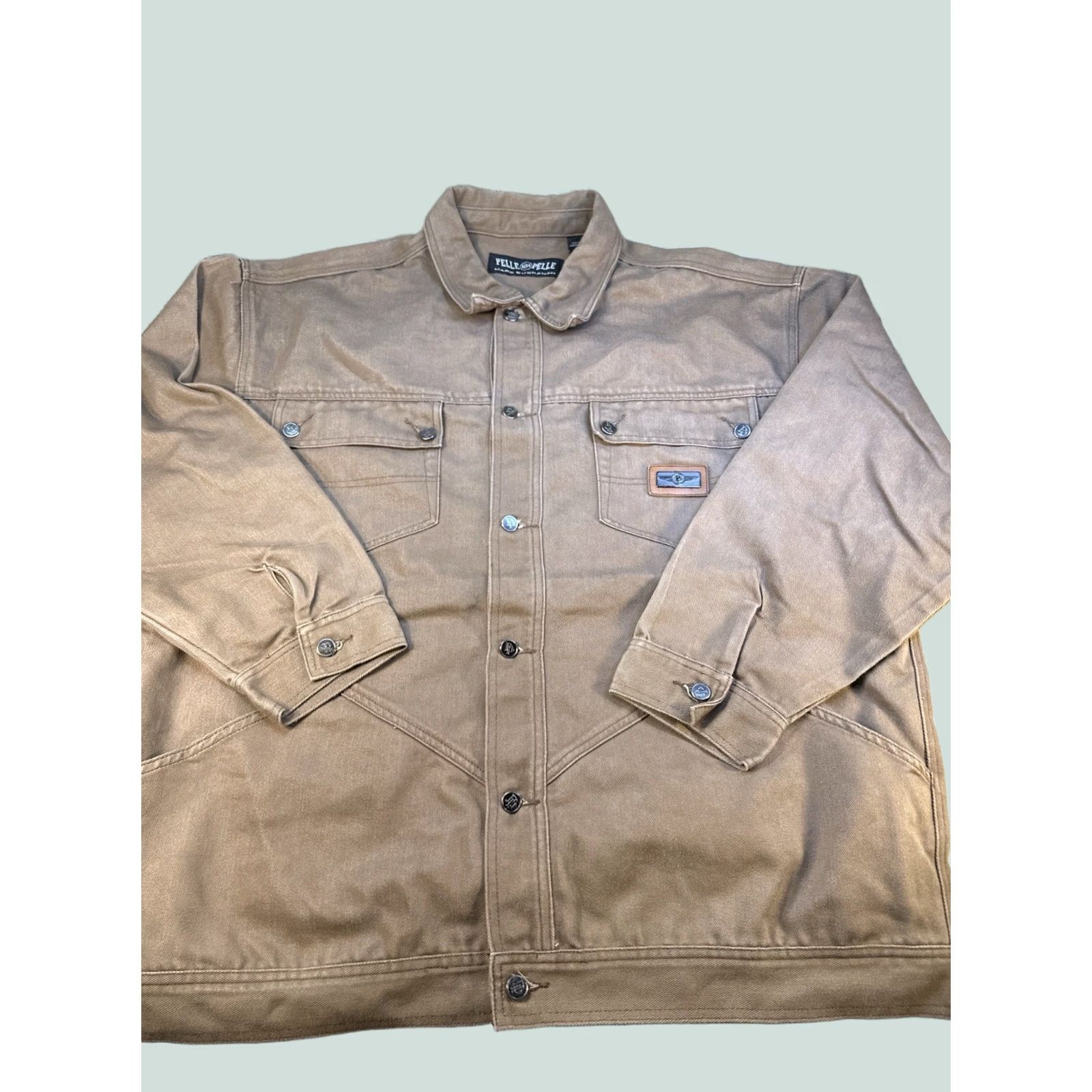 Pelle Pelle Pelle Pelle Marc Buchanan Brown Canvas Jacket XXL Vintage Workwear Bomber Jacket Mens Size US XXL / EU 58 / 5 - 1 Thumbnail