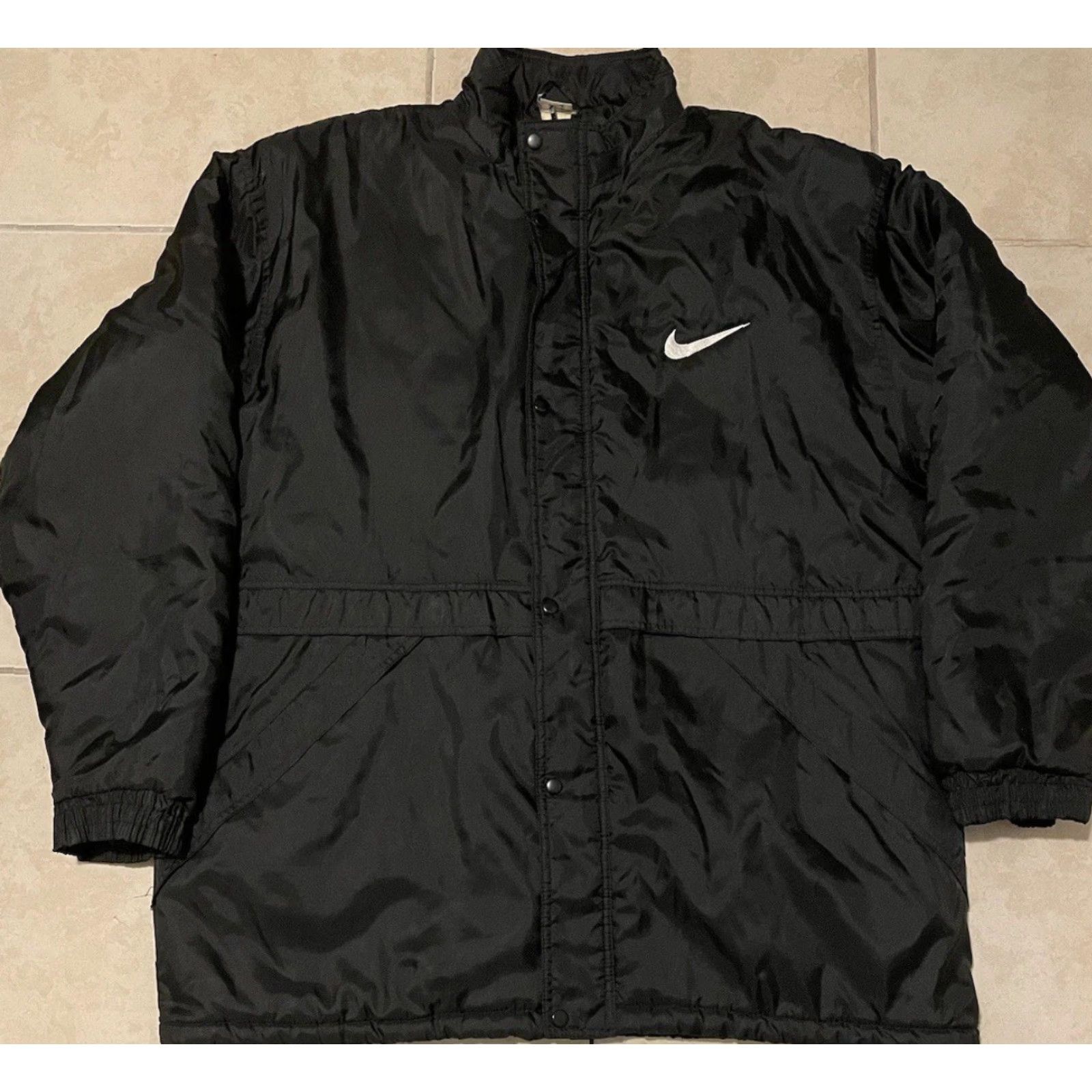 Nike VINTAGE Nike Big Swoosh Jacket 2XL Black Nike Air Acg Bulls 90s 80s Parka Track Jacket Mens Size US XXL / EU 58 / 5 - 2 Thumbnail