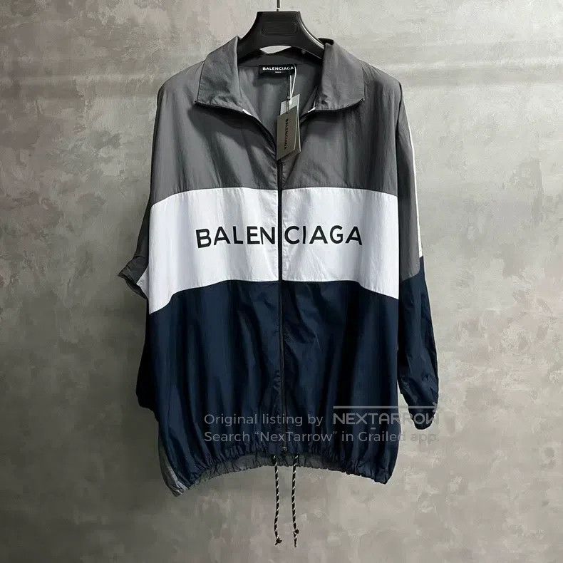 Other Balenciaga Blue color block logo lettering zippered jacket Size XS / US 0-2 / IT 36-38 - 1 Thumbnail