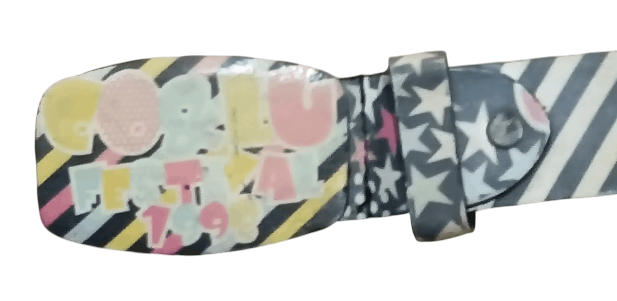 Genuine Leather VINTAGE 1998 CO&LU GRAFFITI LEATHER BELT AND BUCKLE Size 38 - 2 Thumbnail