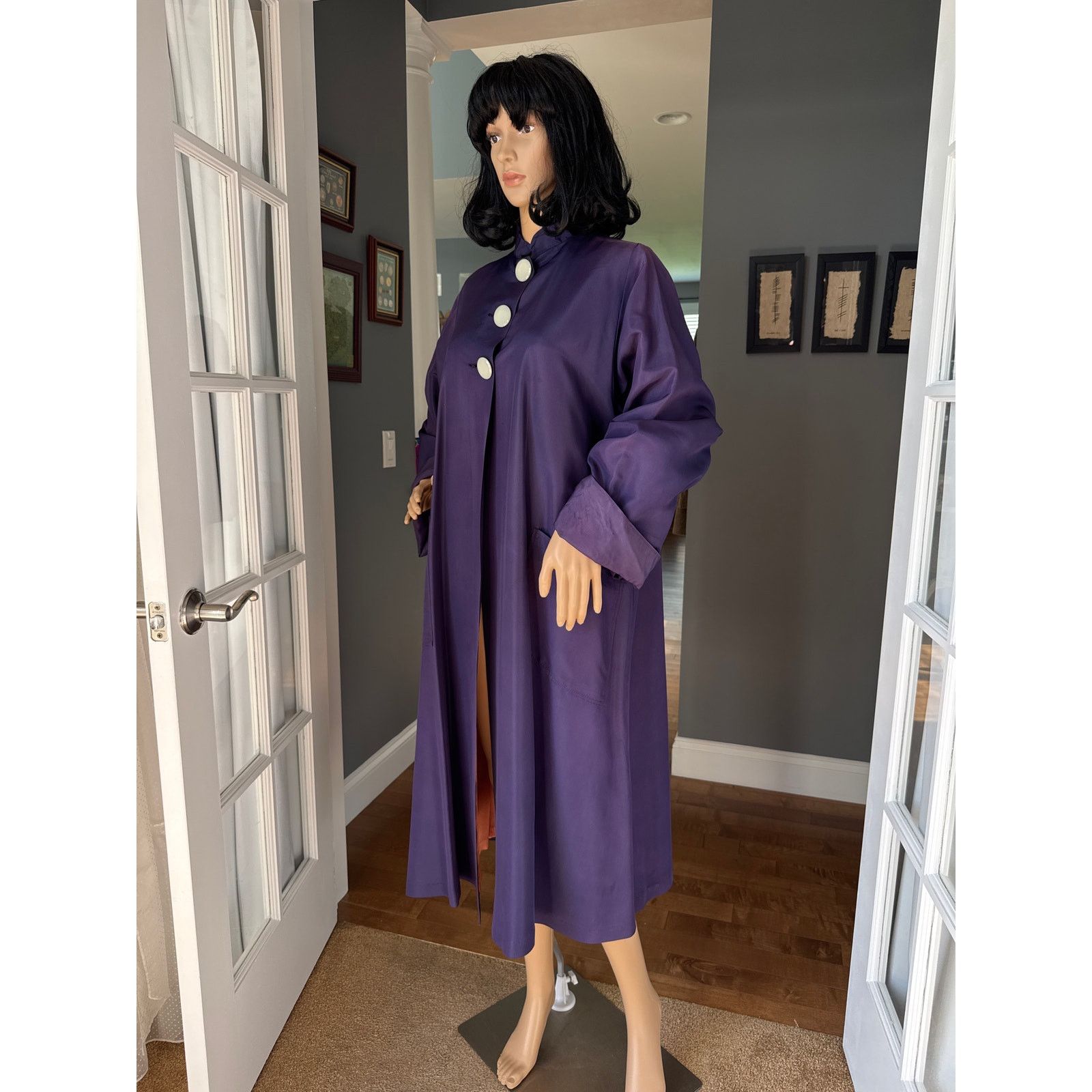 Vintage Vintage Purple Sateen Lined Duster Swing Coat 3 button close Size L / US 10 / IT 46 - 13 Thumbnail