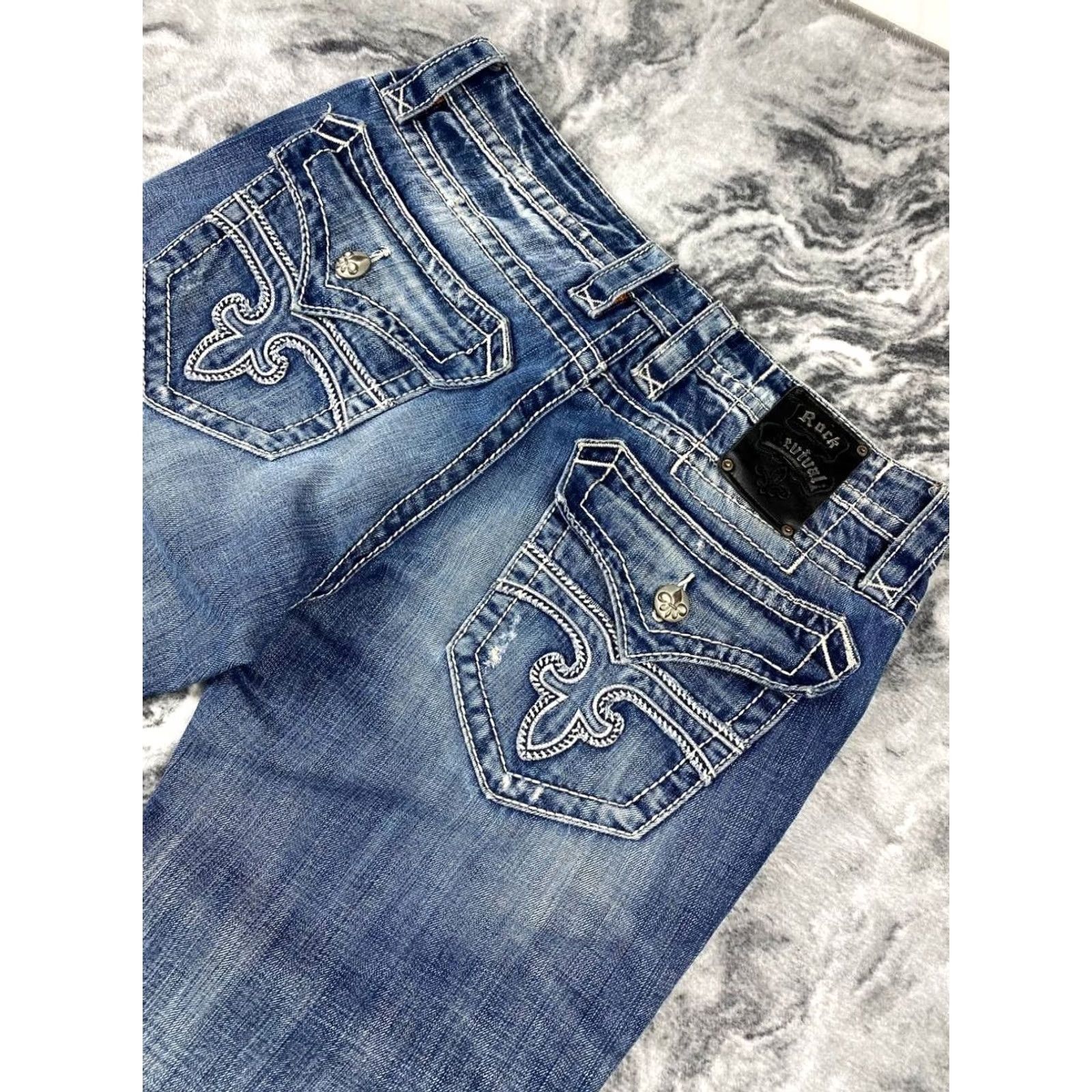 Vintage VINTAGE Rock Revival Jeans Y2K Men Size 33 Blue Straight Denim Size US 33 - 4 Thumbnail