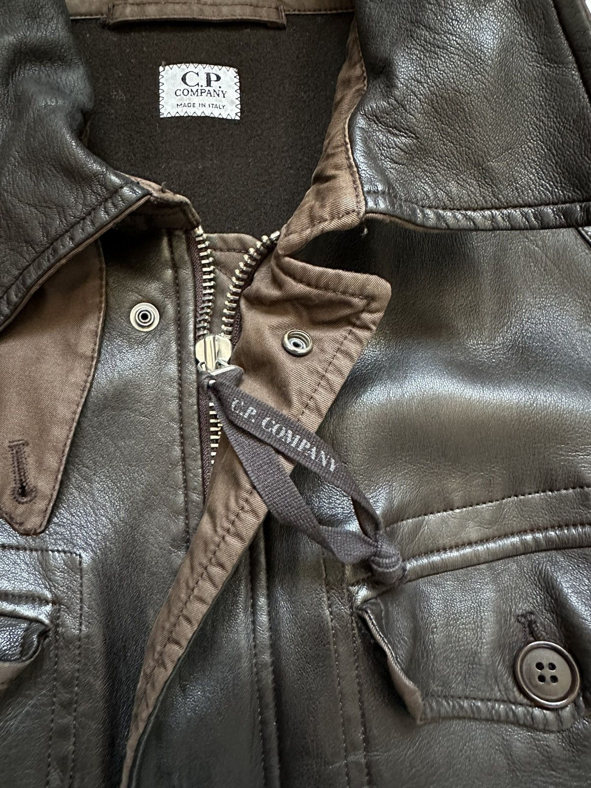 Vintage 2005AW C.P.COMPANY MADE IN ITARY LEATHER SWITCHING COAT Size US M / EU 48-50 / 2 - 12 Thumbnail