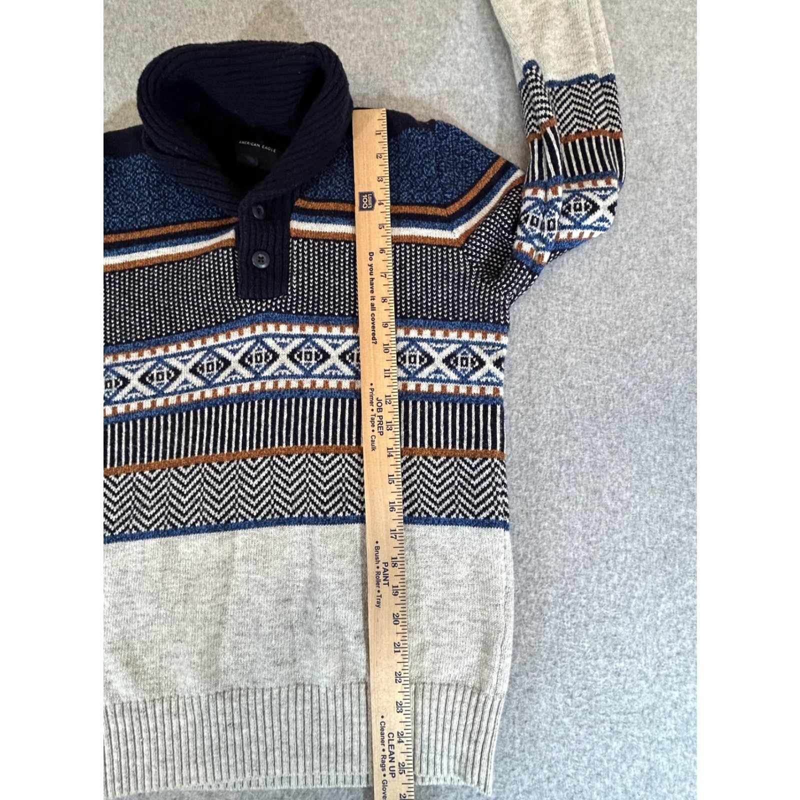 American Eagle Outfitters American Eagle Sweater Mens Medium Fair Isle Shawl Collar Pullover Wool Blend AE Size US M / EU 48-50 / 2 - 4 Thumbnail