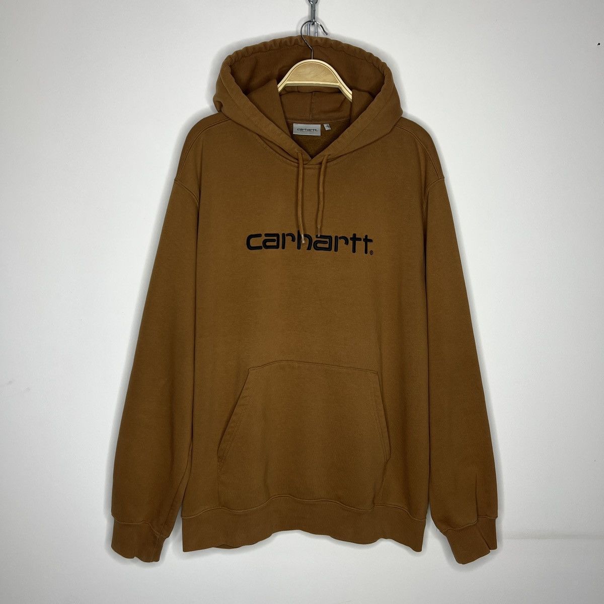 Y2K Carhartt WIP Brown Box Logo Hoodie Sweatheit