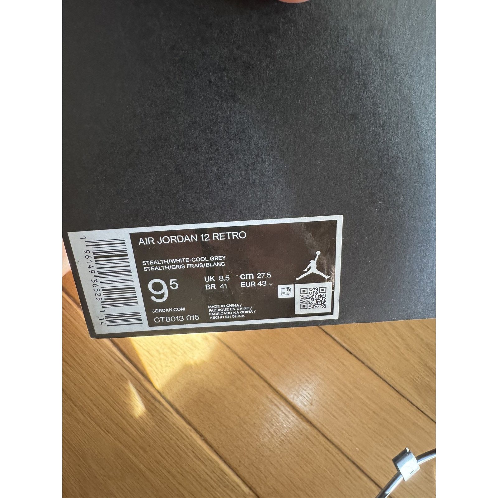 Jordan Brand Air Jordan 12 Retro Shoes Mens Stealth Cool Grey OG Box Size US 9.5 / EU 42-43 - 8 Thumbnail