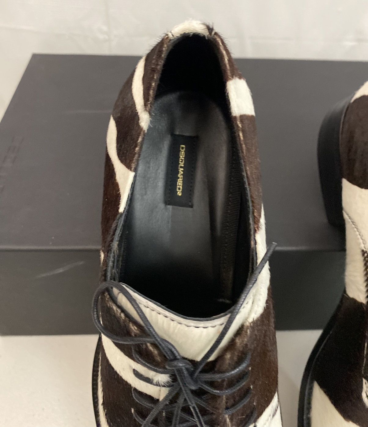 Dsquared2 Dsquared2 🇮🇹 Brown/White Pony Hair Zebra Striped Derby 10 NEW Size US 10 / EU 43 - 2 Thumbnail