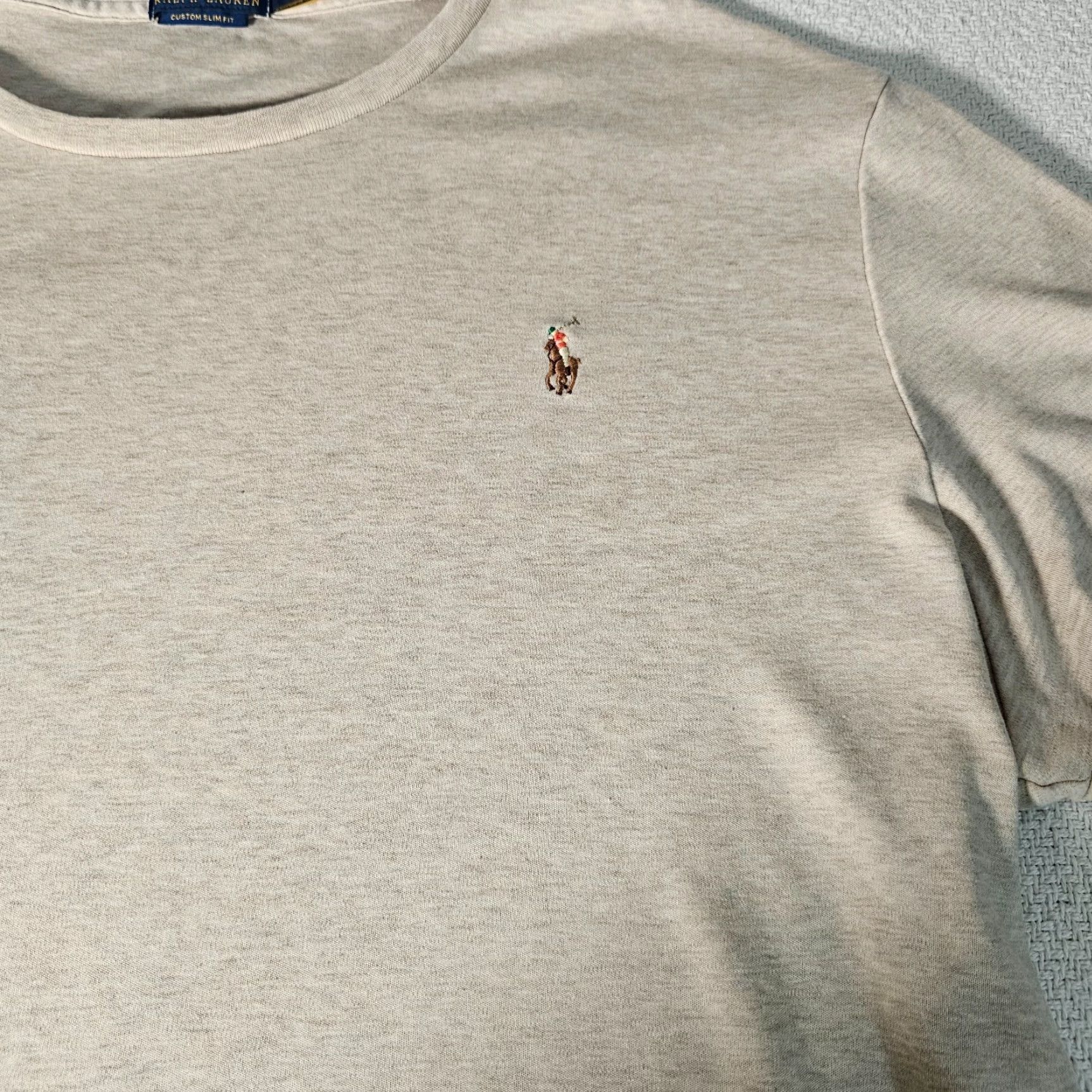 Ralph Lauren VINTAGE Ralph Lauren T-Shirt Men 2XL Short Sleeve Crew Neck Solid Cotton Logo Slim Beige Size US XXL / EU 58 / 5 - 3 Thumbnail