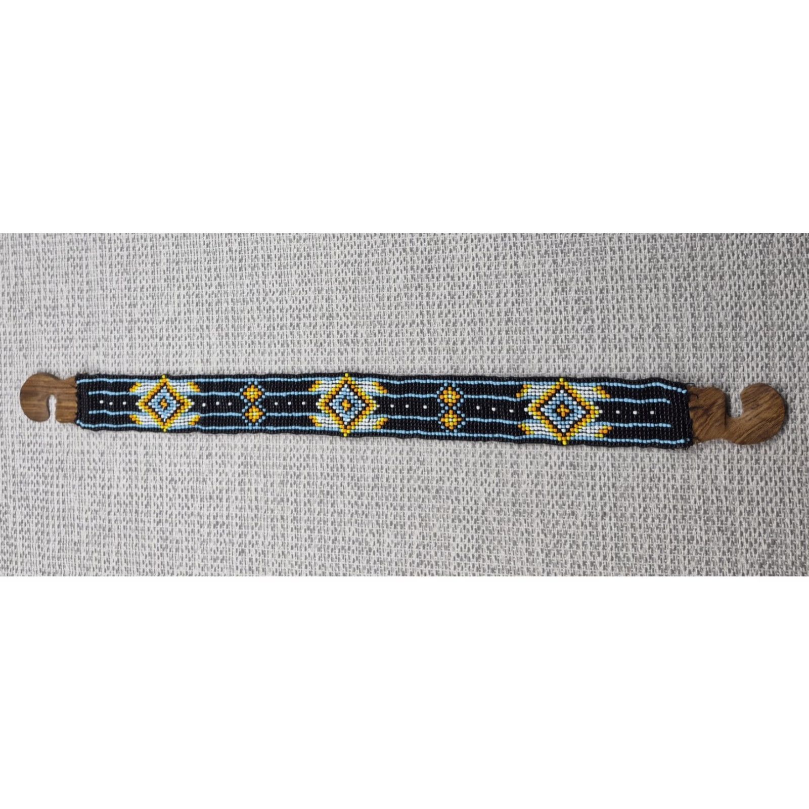 Vintage VINTAGE Southwestern Beaded Belt Womens One Size Stretch Aztec Beads Handmade Size ONE SIZE - 2 Thumbnail