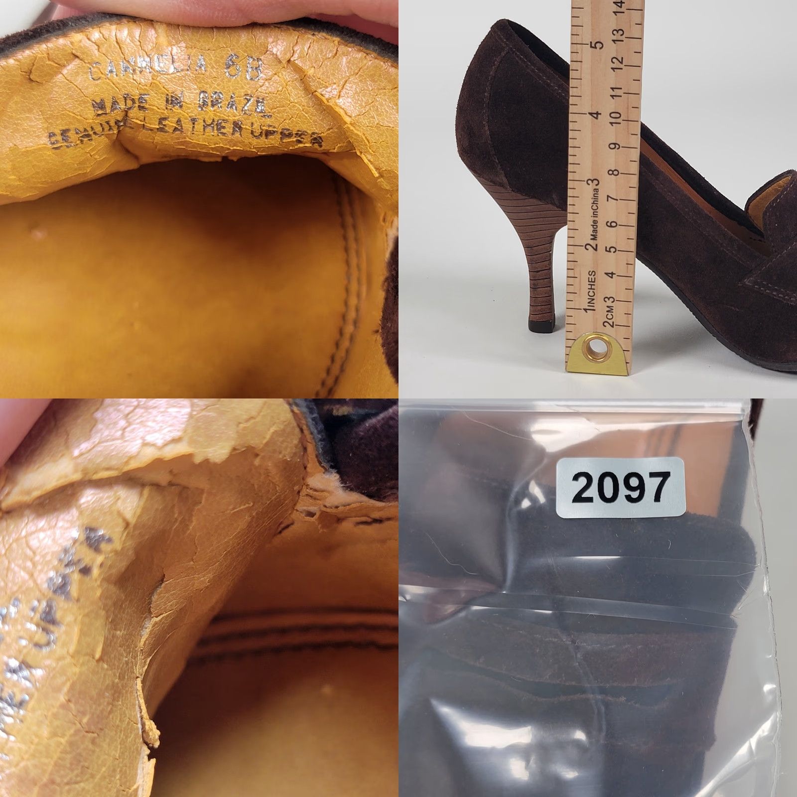 Vintage VINTAGE Unisa Brown Suede Women's Size 6 B Loafer Heels Slip On Almond Toe Stiletto High Heel Shoe USA Brazil Womens M) Size US 6 / IT 36 - 8 Thumbnail