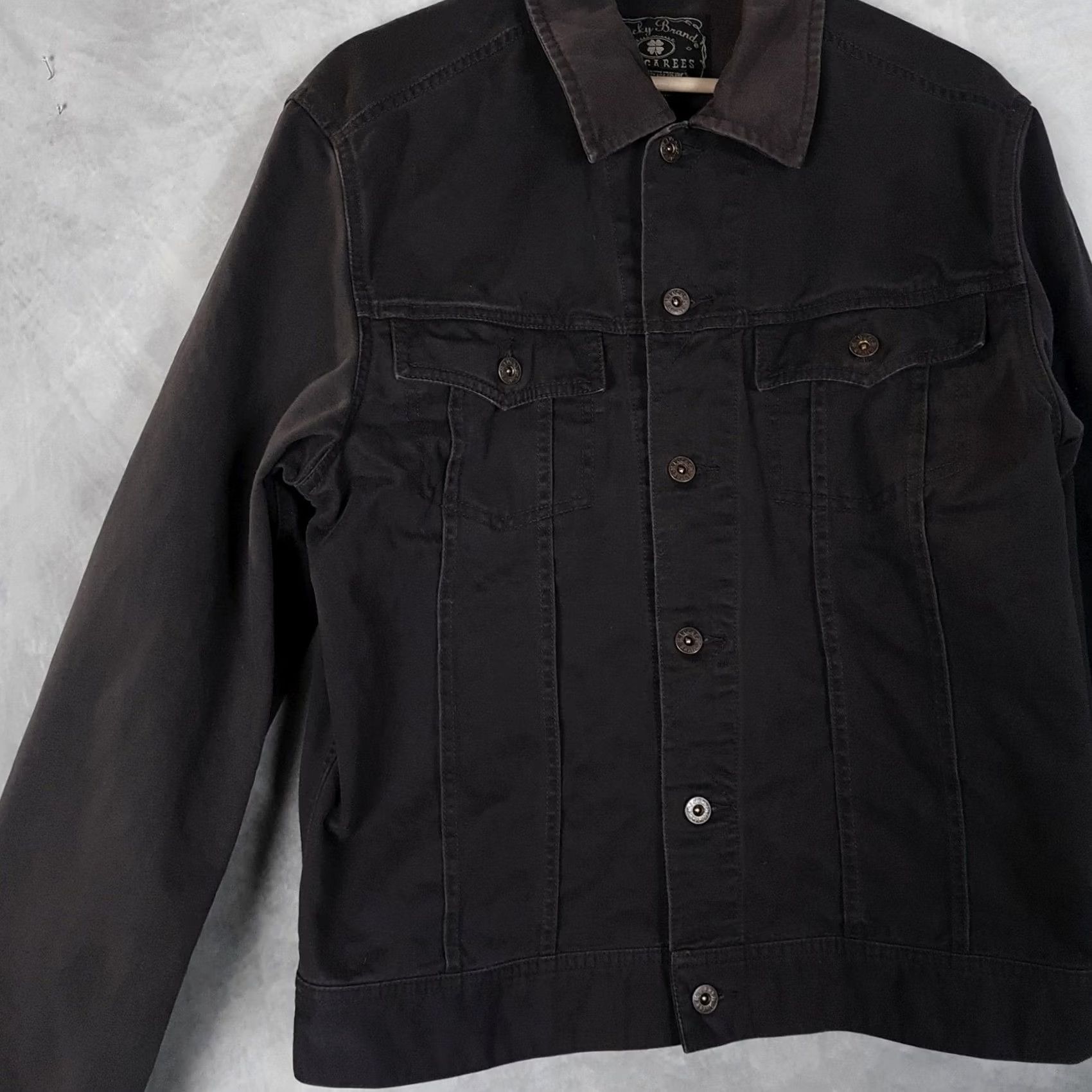 Lucky Brand Lucky Brand Trucker Jacket Mens Large Black Cotton Denim Button Front Workwear Size US L / EU 52-54 / 3 - 6 Thumbnail