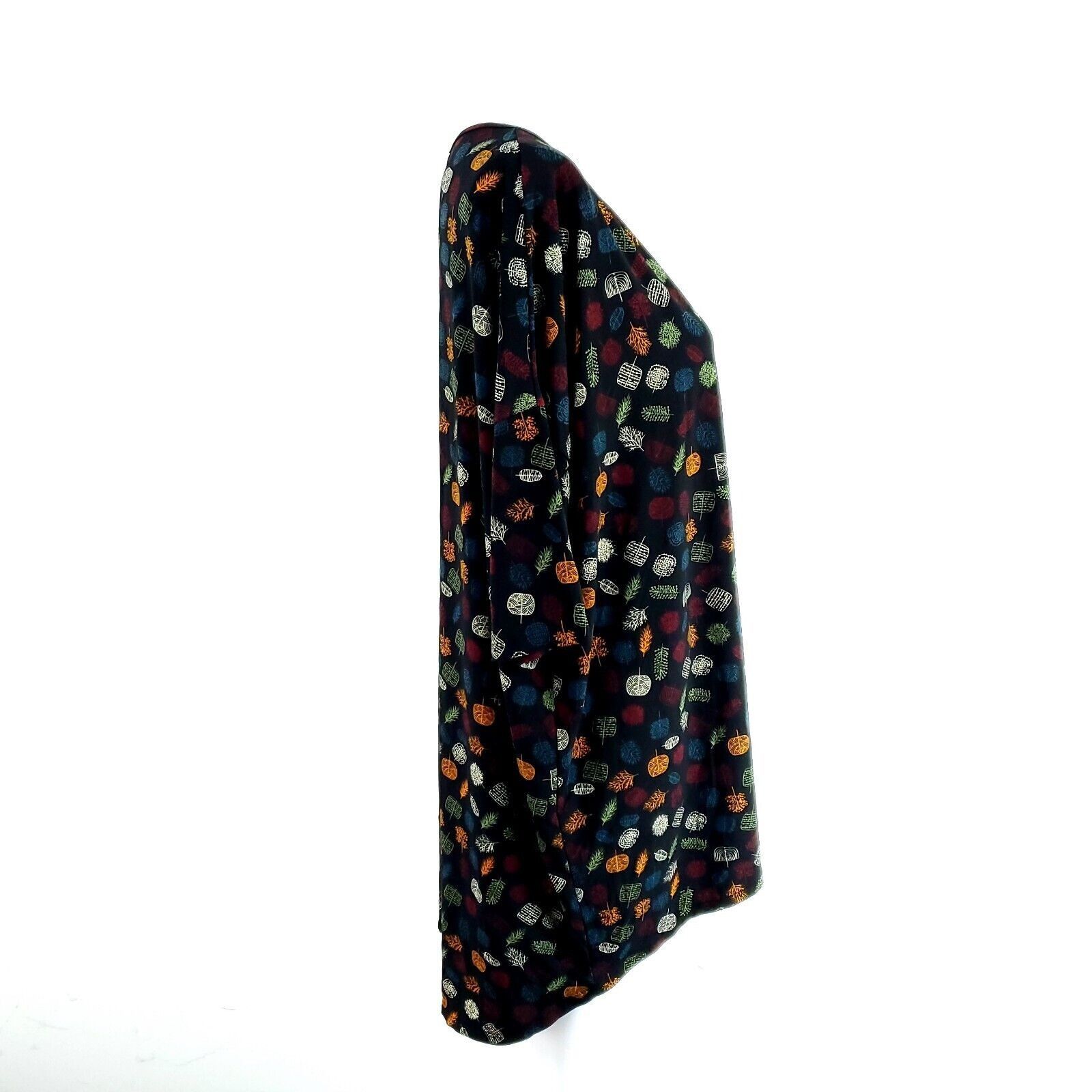 Designer Lularoe Shirt Dress Black Leave Print Scoop Neck Large 3/4 S Size L / US 10 / IT 46 - 4 Thumbnail