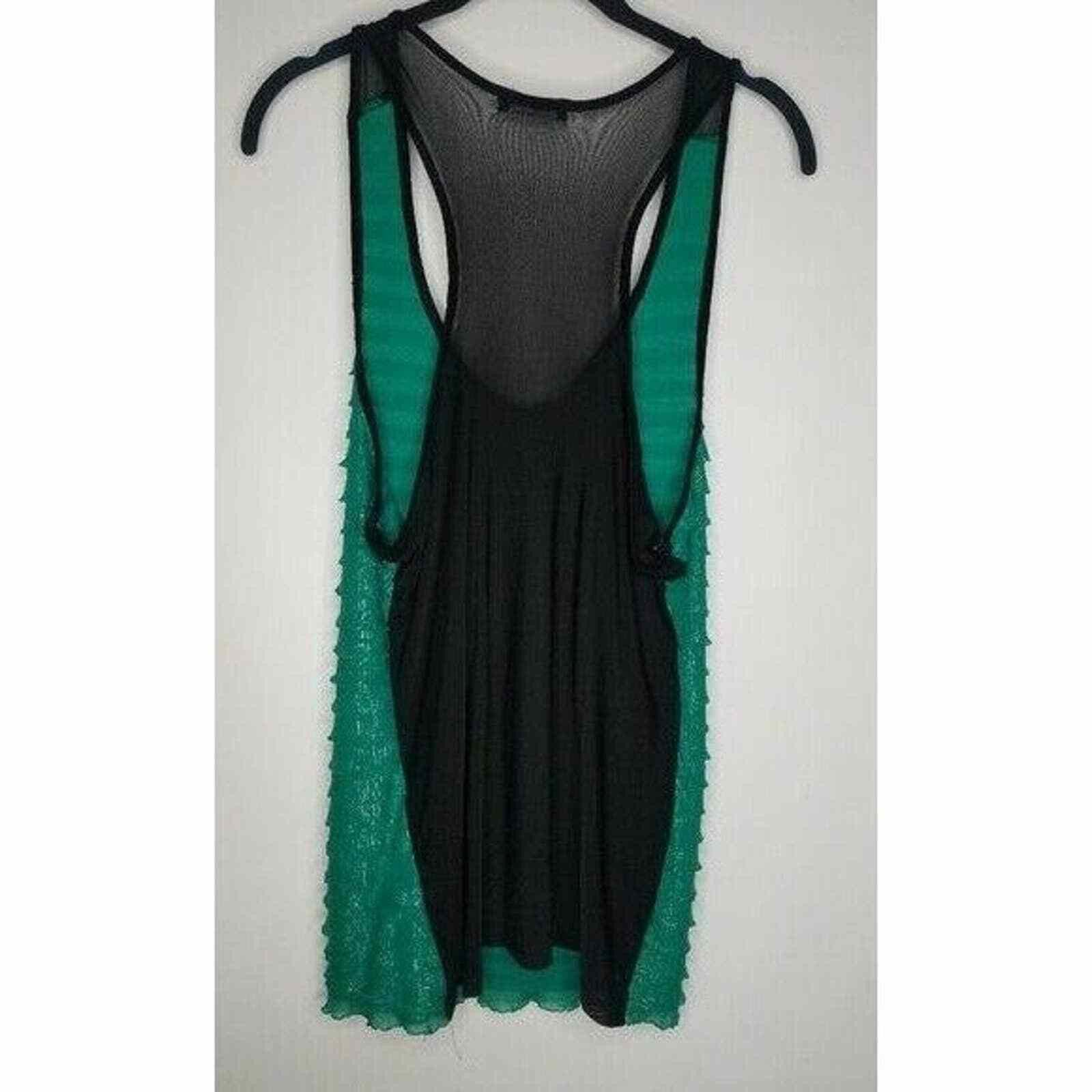 Debut DEB Tank Blouse Sleeveless Shirt Sparkly Teal Pretty Large Size L / US 10 / IT 46 - 4 Thumbnail