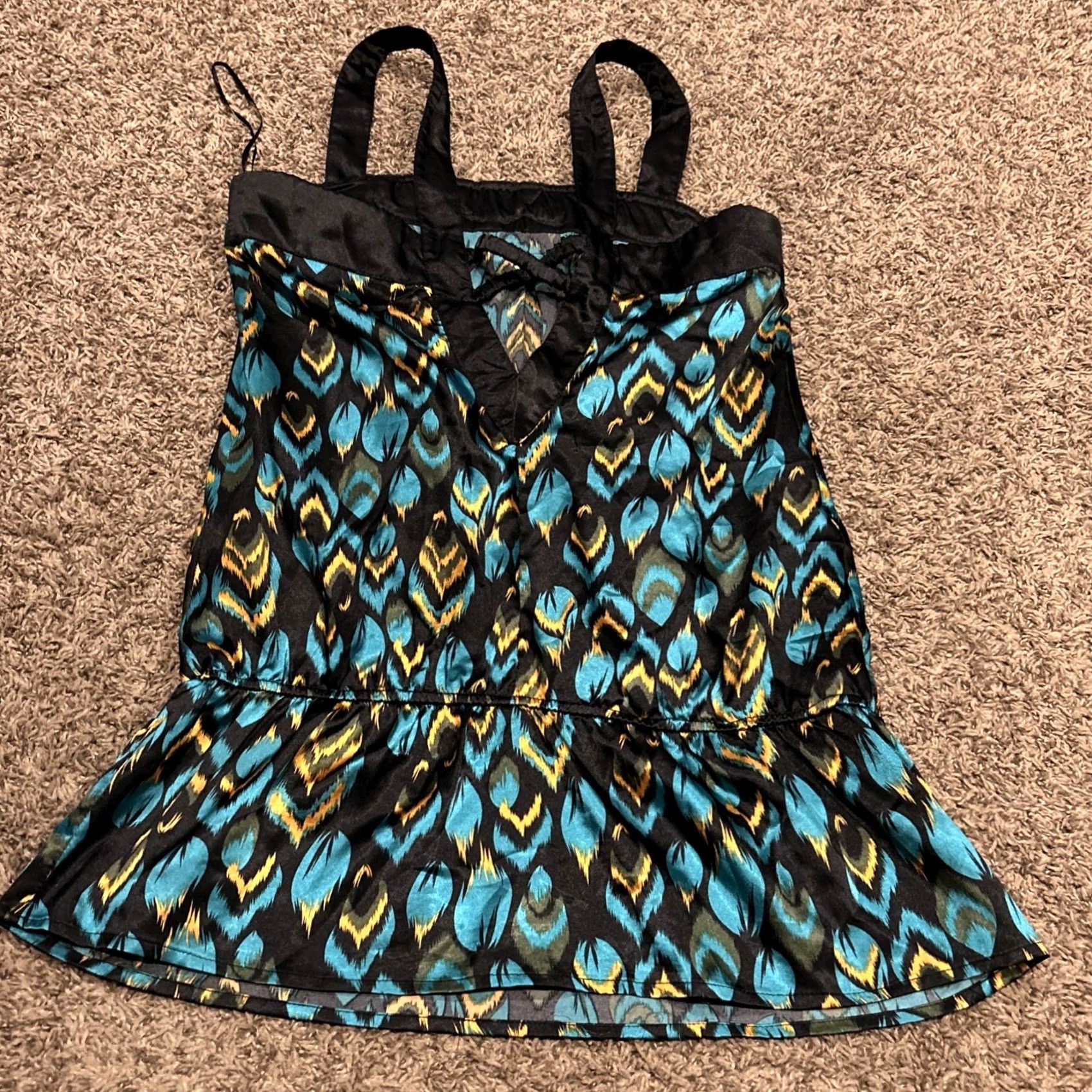 Vintage Arden B Dress Womens M Zippered Sleeveless Peacock Polyester Blend B22 Size M / US 6-8 / IT 42-44 - 3 Thumbnail