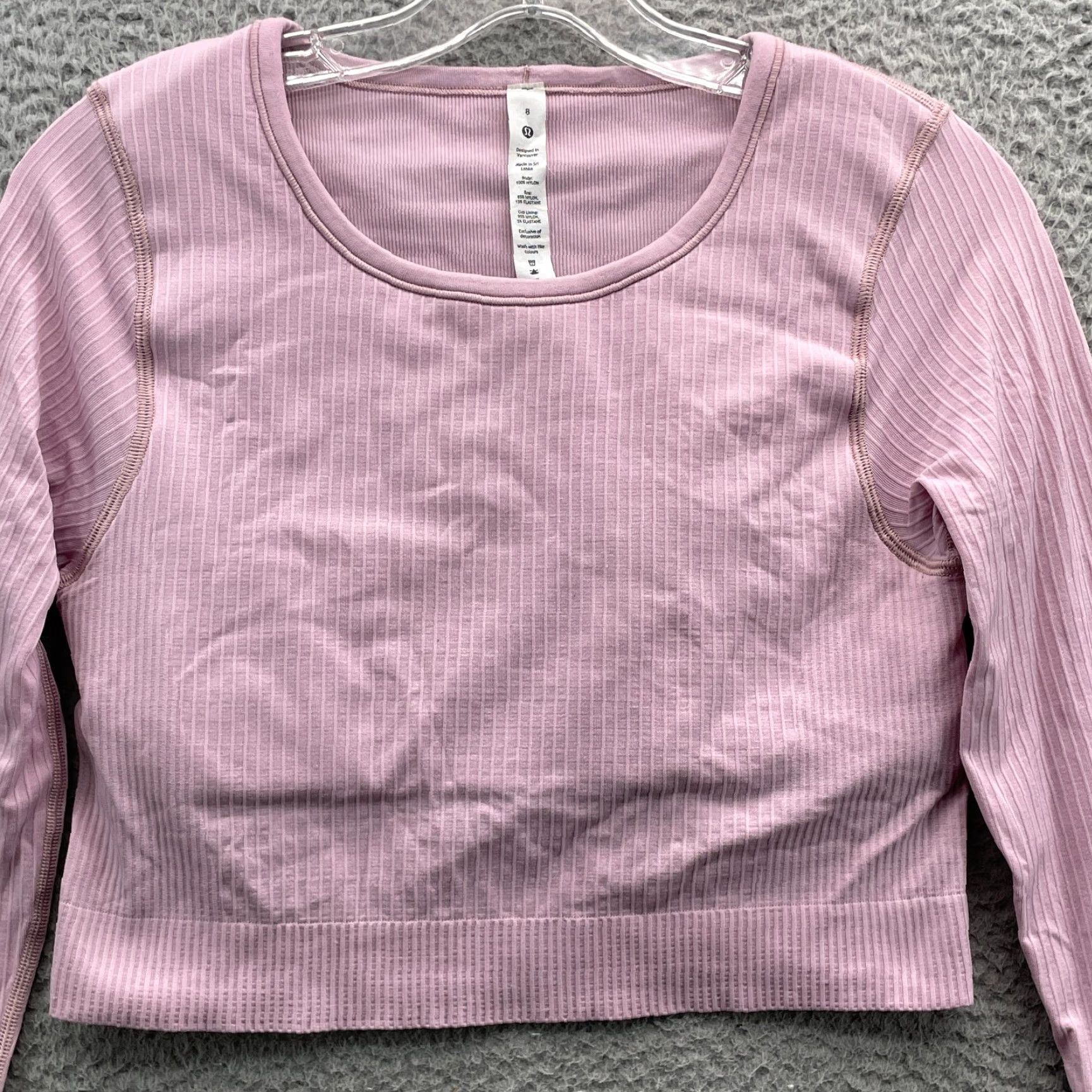 Lululemon Lululemon Crop Women 8 Pink Built in Bra Ribbed Athletic Lined Workout Gorp Size M / US 6-8 / IT 42-44 - 3 Thumbnail
